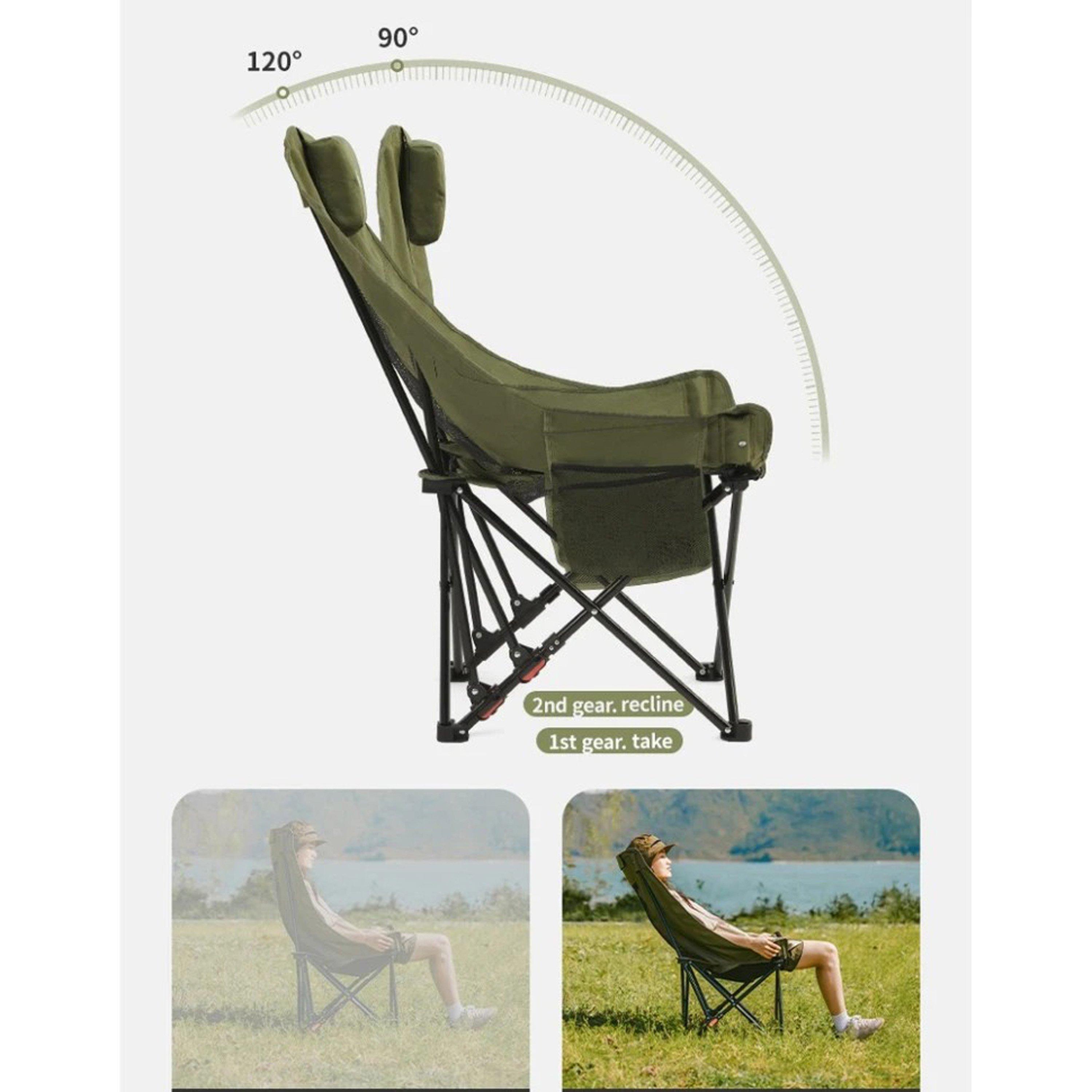 Khaki - Naturehike - Gathered High-Back Mesh Moon Chair - 3