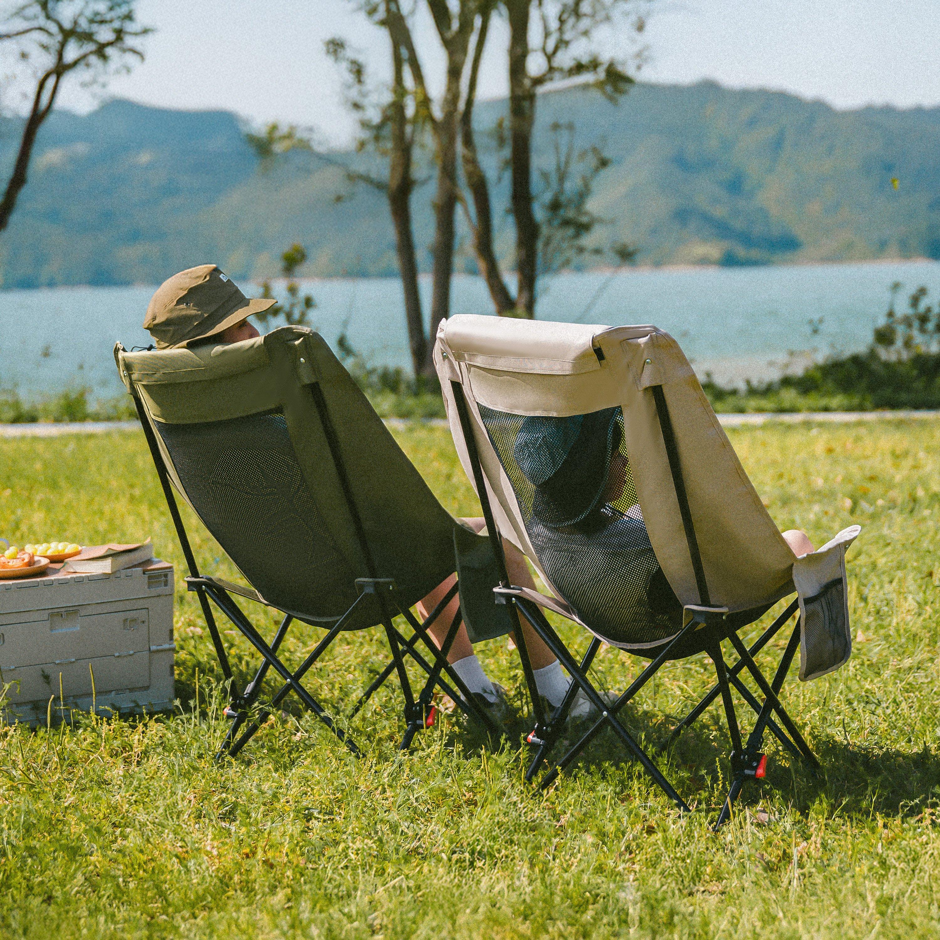 Khaki - Naturehike - Gathered High-Back Mesh Moon Chair - 5