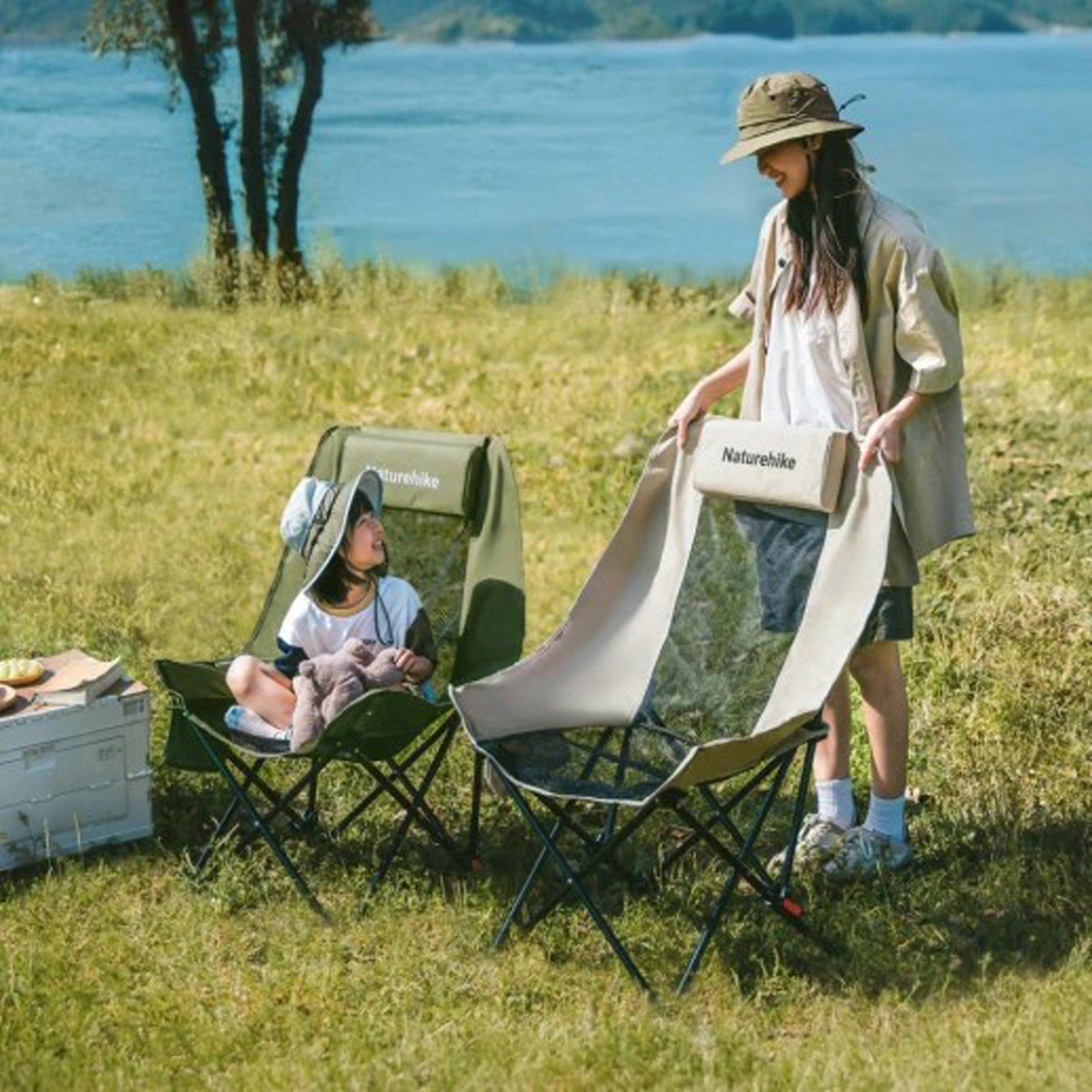 Khaki - Naturehike - Gathered High-Back Mesh Moon Chair - 6