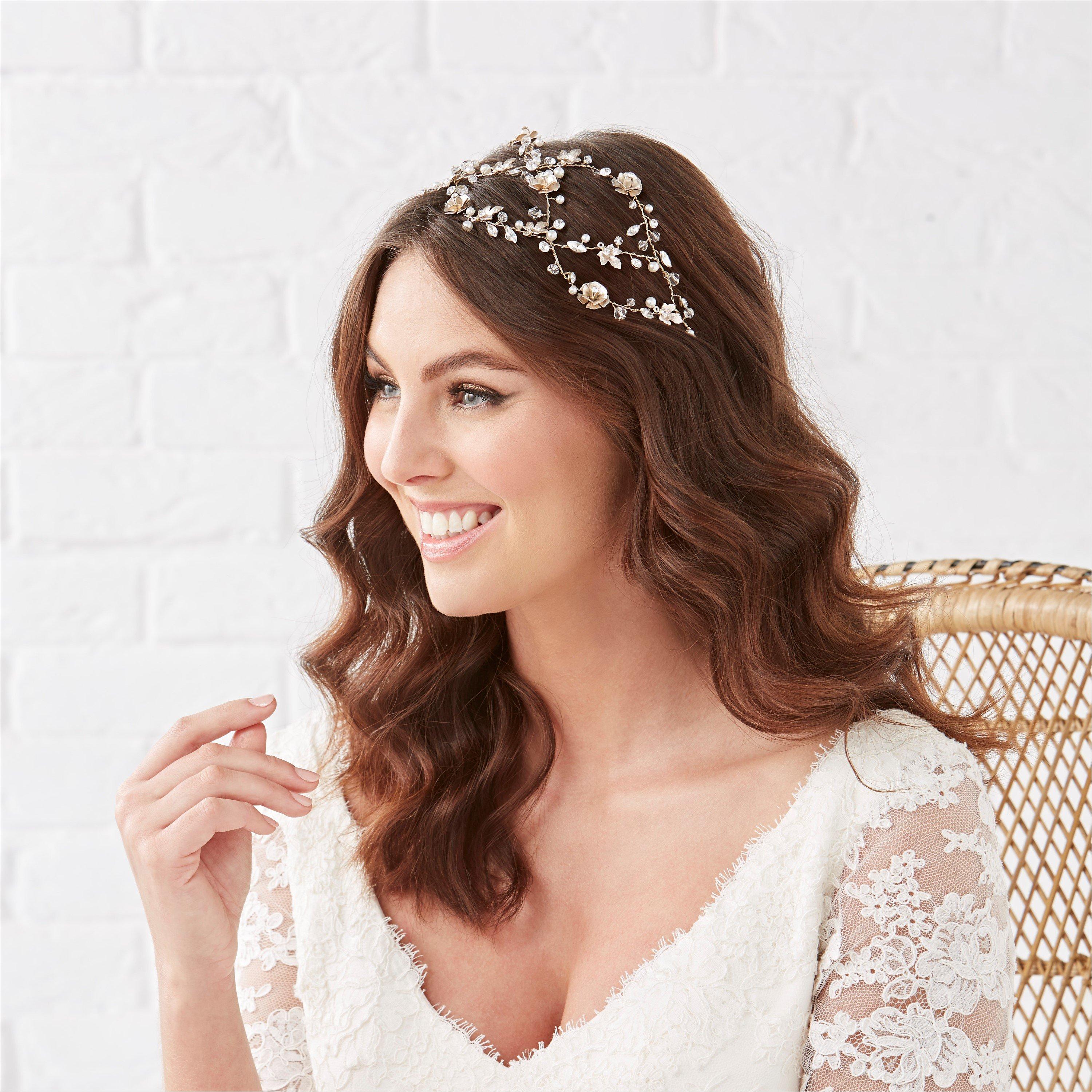 Gold - Jon Richard - Sienna Gold Floral Hair Vine - 2