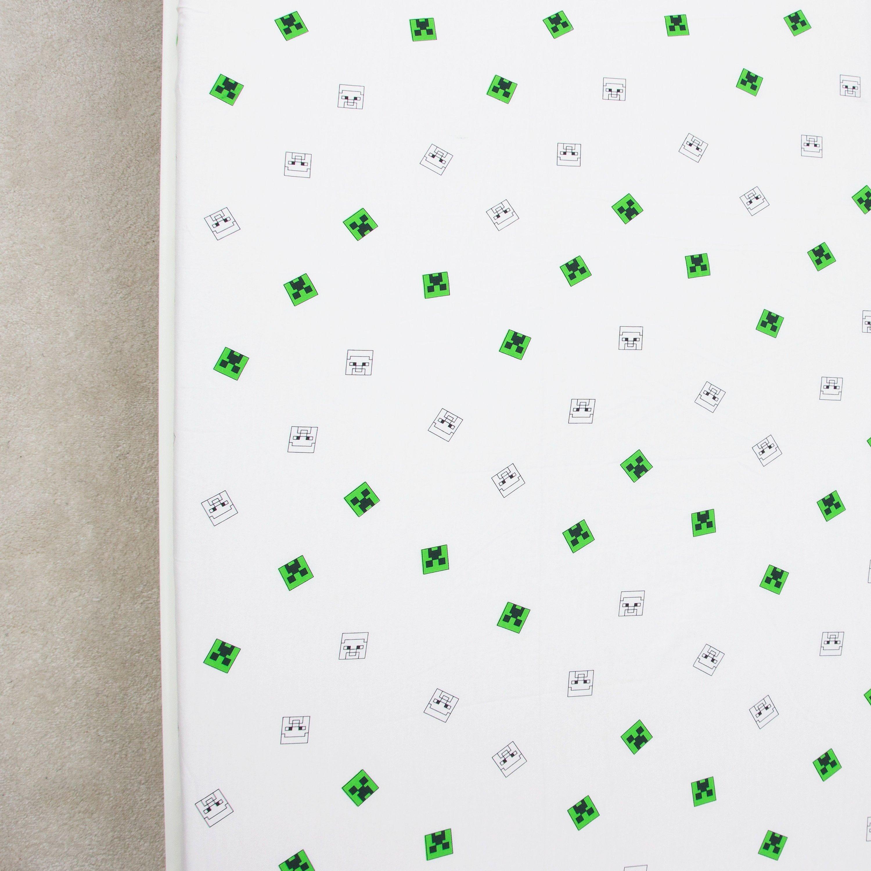 White - Minecraft - Minecraft Grids Single Fitted Sheet - 4