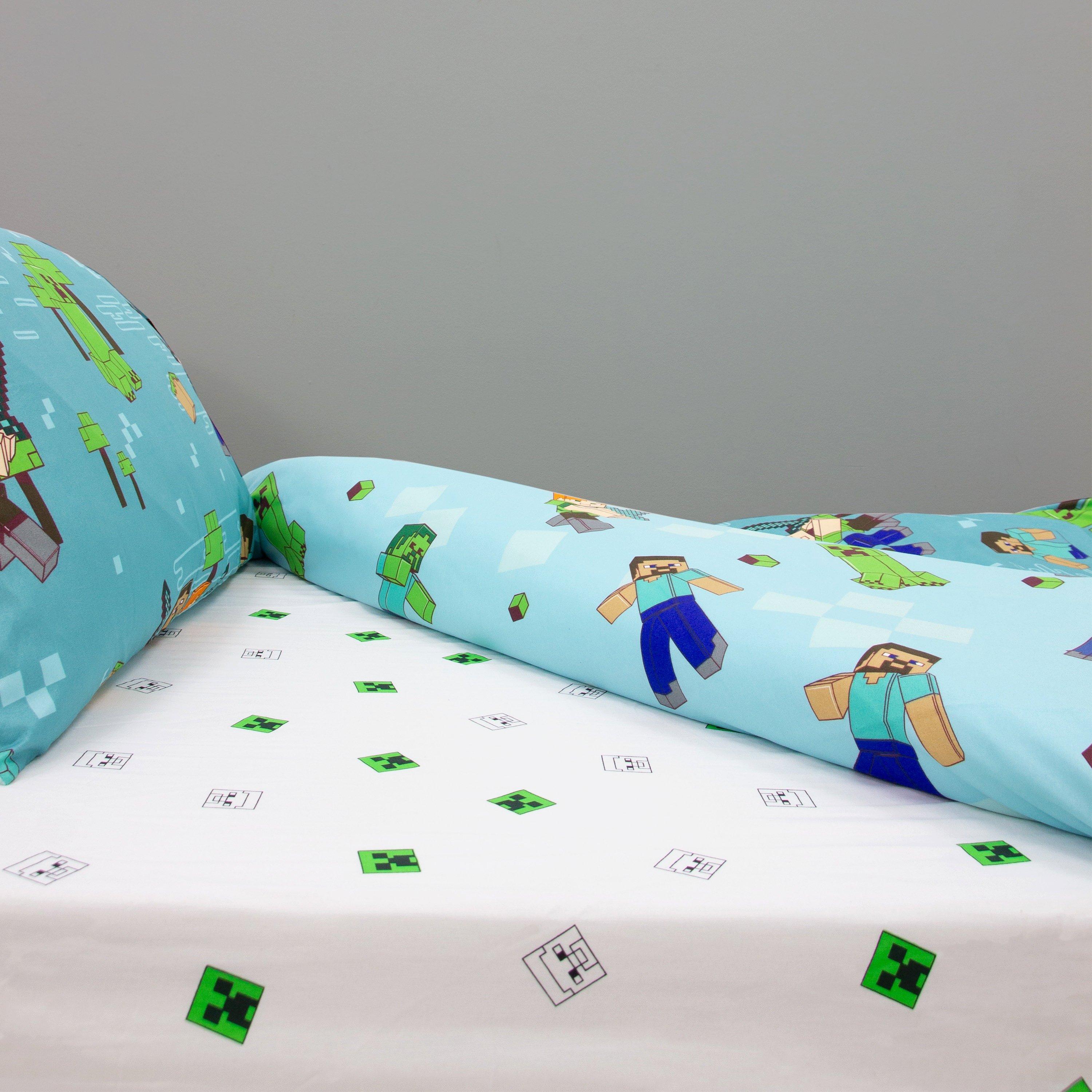 White - Minecraft - Minecraft Grids Single Fitted Sheet - 6