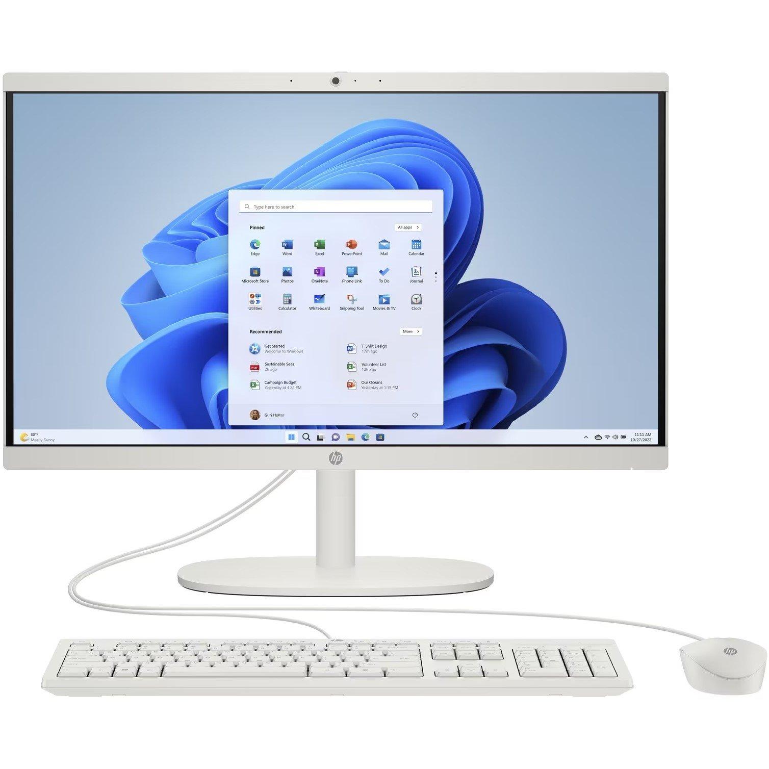 White - HP - 22 All In One PC Intel i3 8GB 256GB Win11 - 1