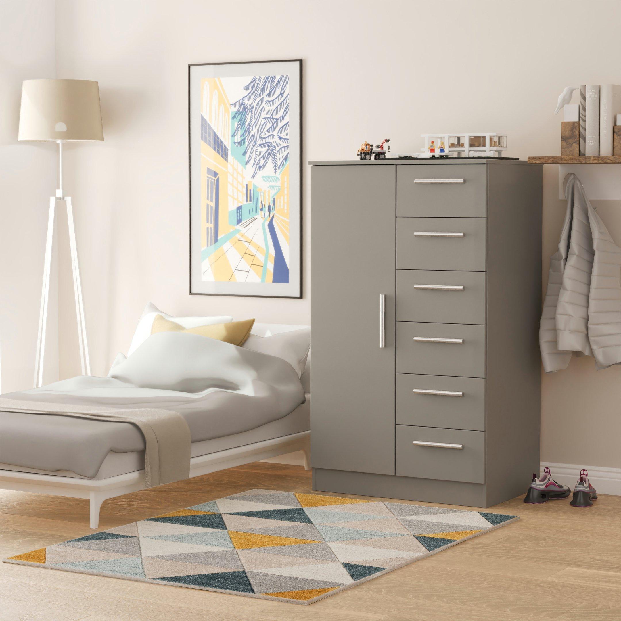 Dusk Grey - Welcome Furniture - Contrast Childs Wardrobe - 1