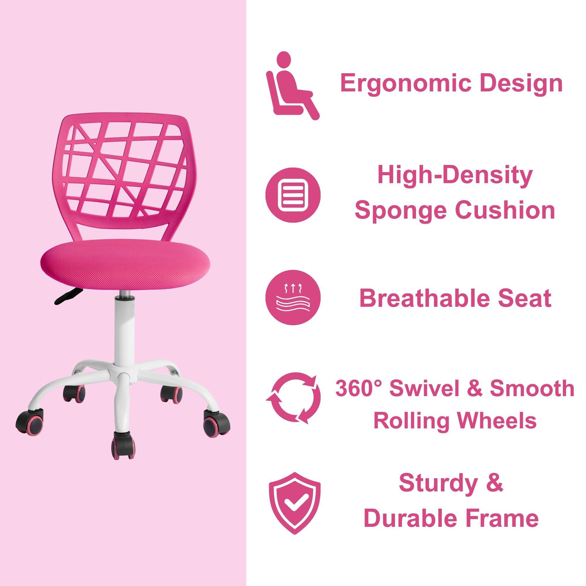 Pink - Urban Meuble - Modern Mesh Back Swivel Desk Chair - 5