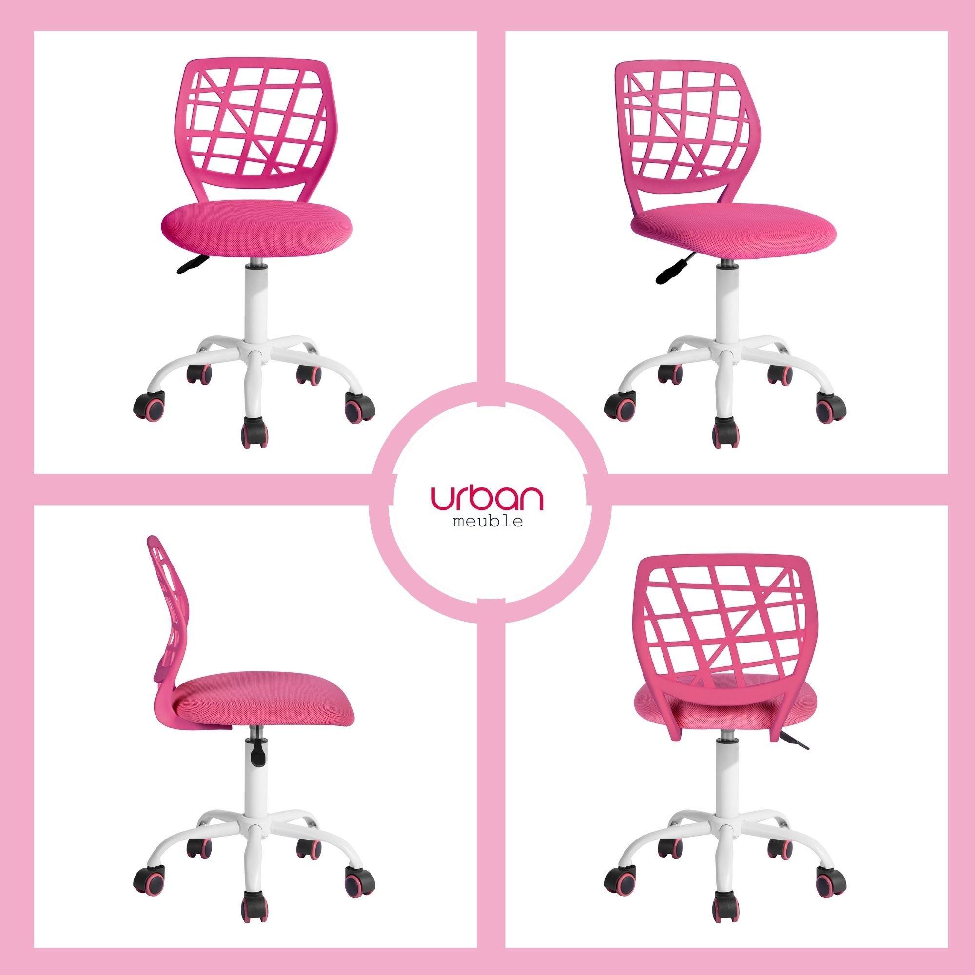 Pink - Urban Meuble - Modern Mesh Back Swivel Desk Chair - 6