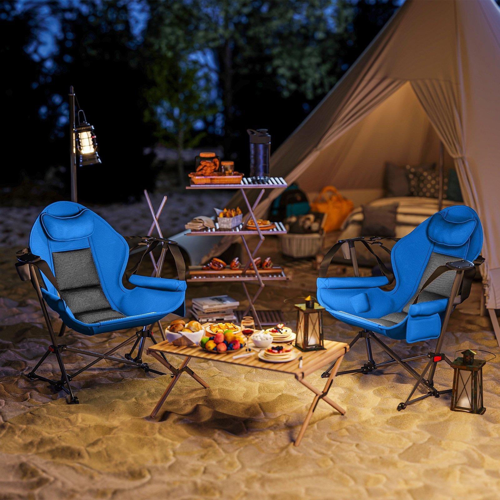 Blue - Outsunny - Hammock Camping Chair Set of 2 - 6