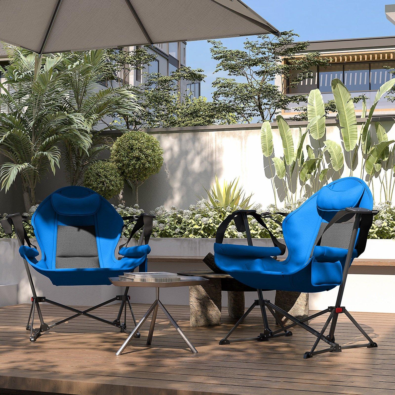 Blue - Outsunny - Hammock Camping Chair Set of 2 - 7