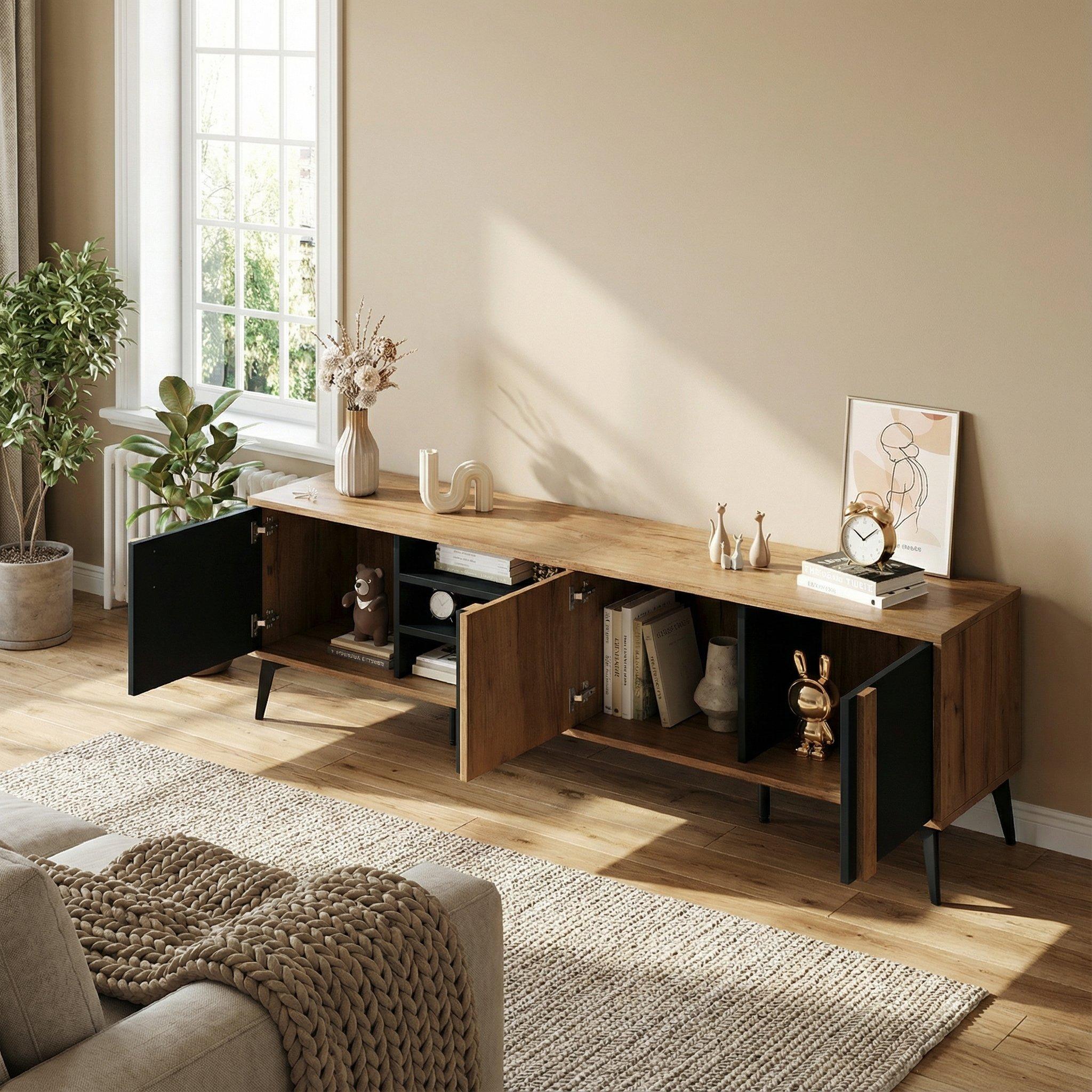 Brown - Urban Meuble - Wood TV Stand Modern Design - 4