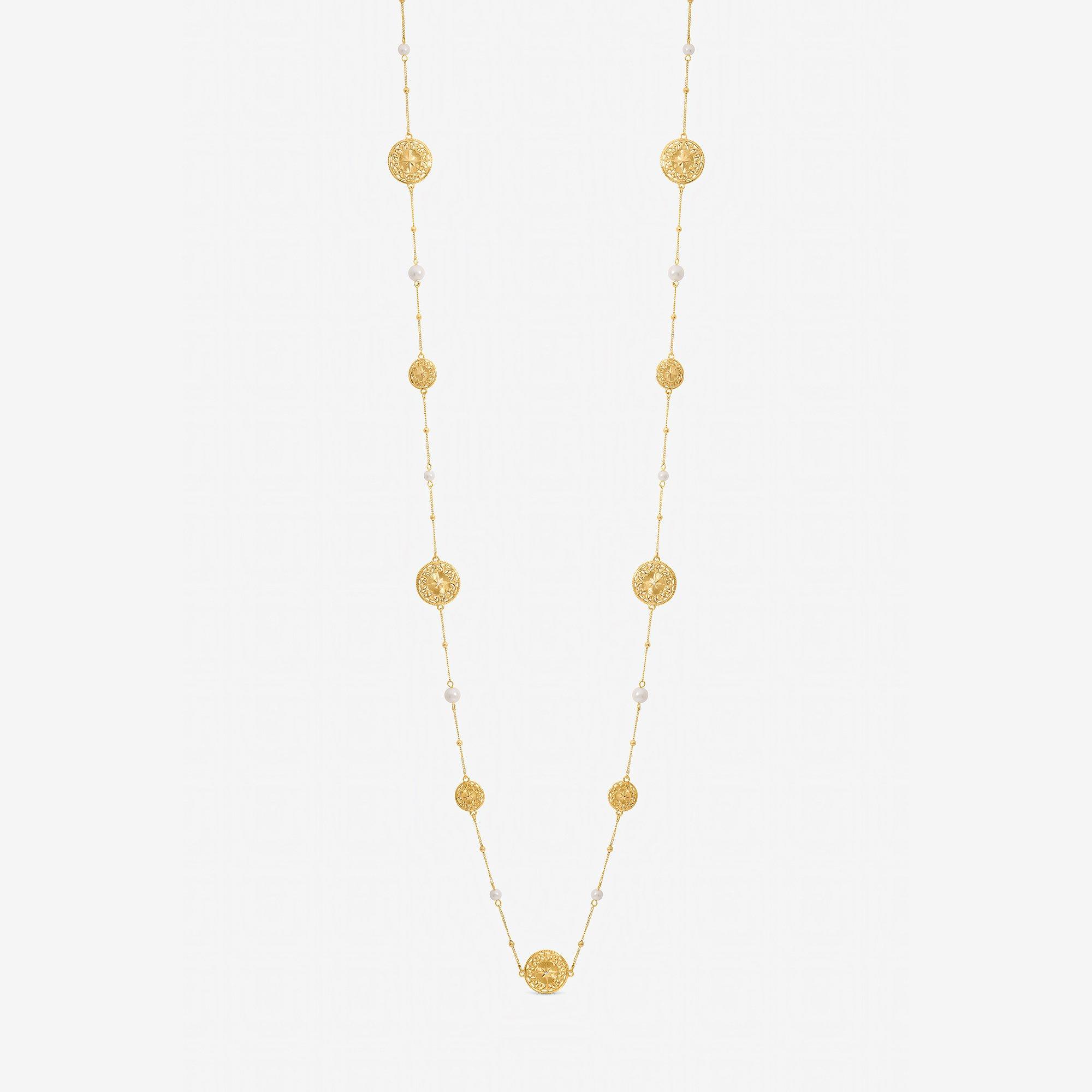 Mood Women's Plated Filigree And Pearl Necklace Gold