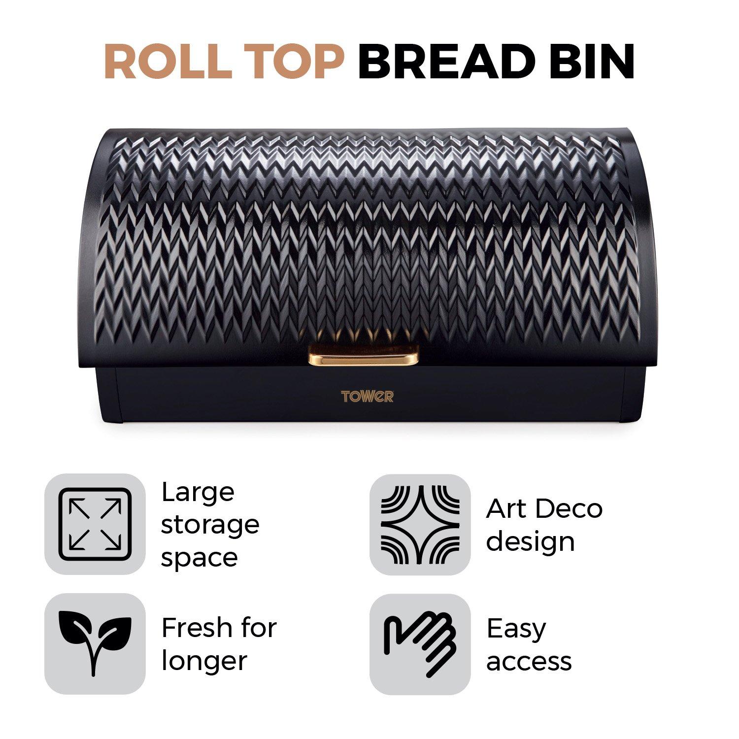 Black - Tower - Empire Roll Top Bread Bin - 2