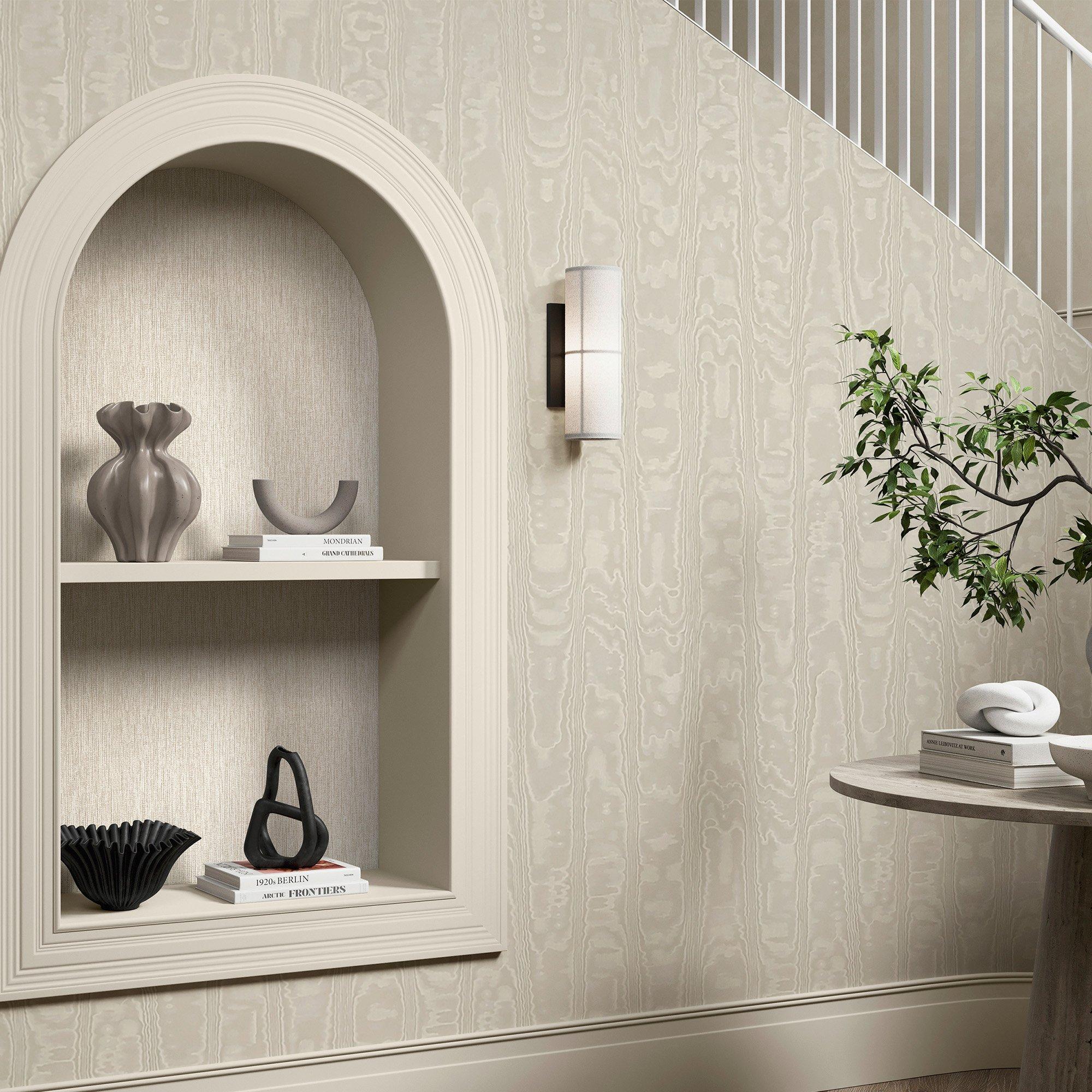 Oyster - Boutique - Moire Texture Graphite Wallpaper - 2