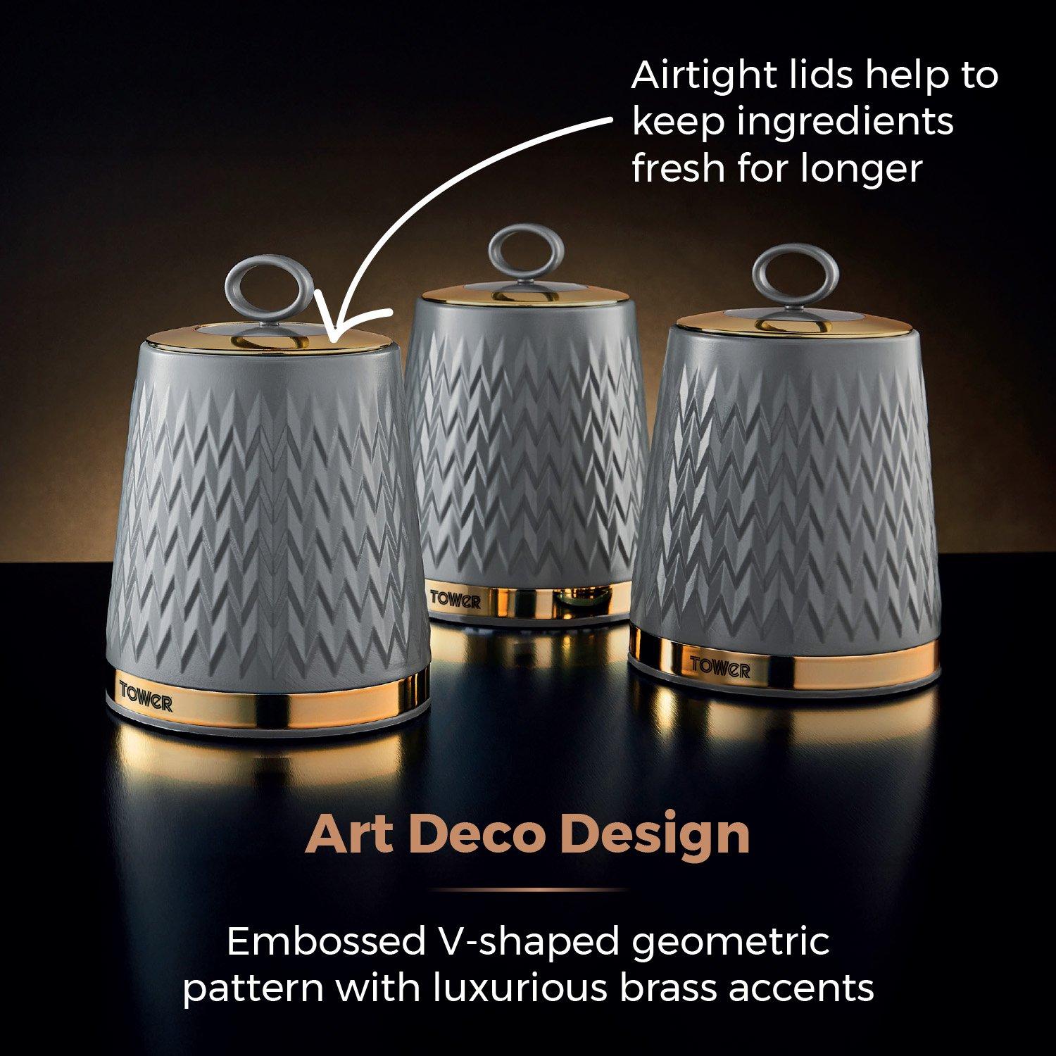 Grey - Tower - Empire Set Of 3 Canisters - 4