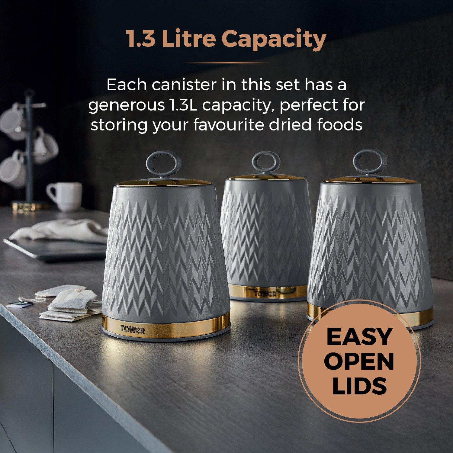 Grey - Tower - Empire Set Of 3 Canisters - 5