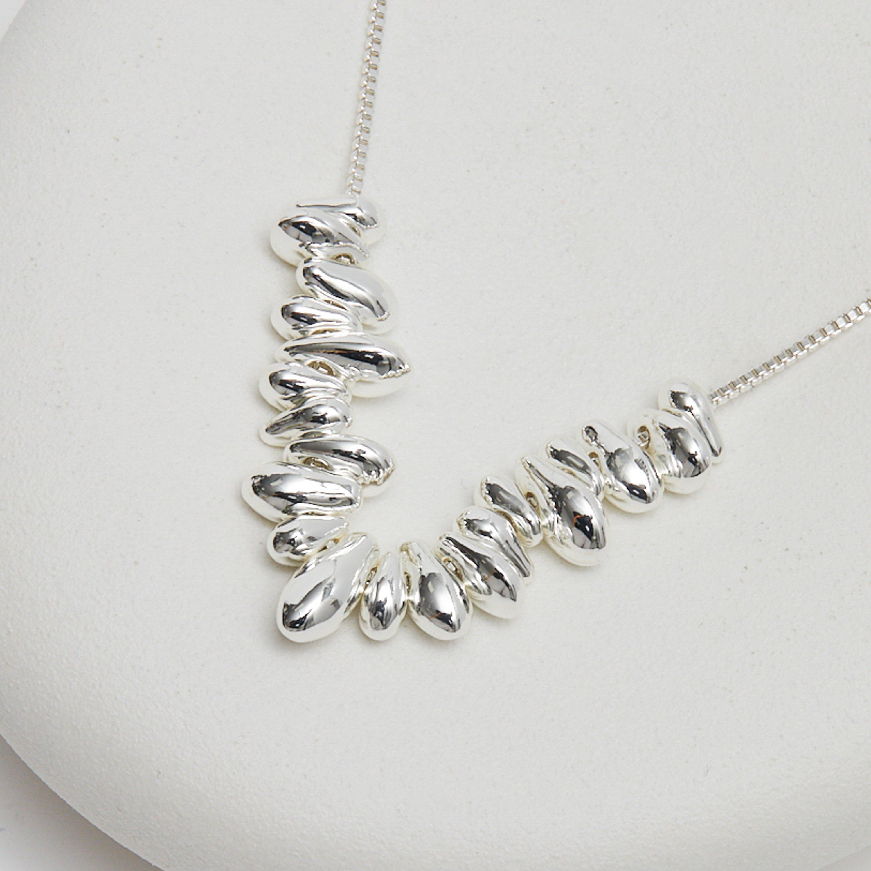 Silver - Inicio - Silver Plated Nugget Necklace - Gift Pouch - 2