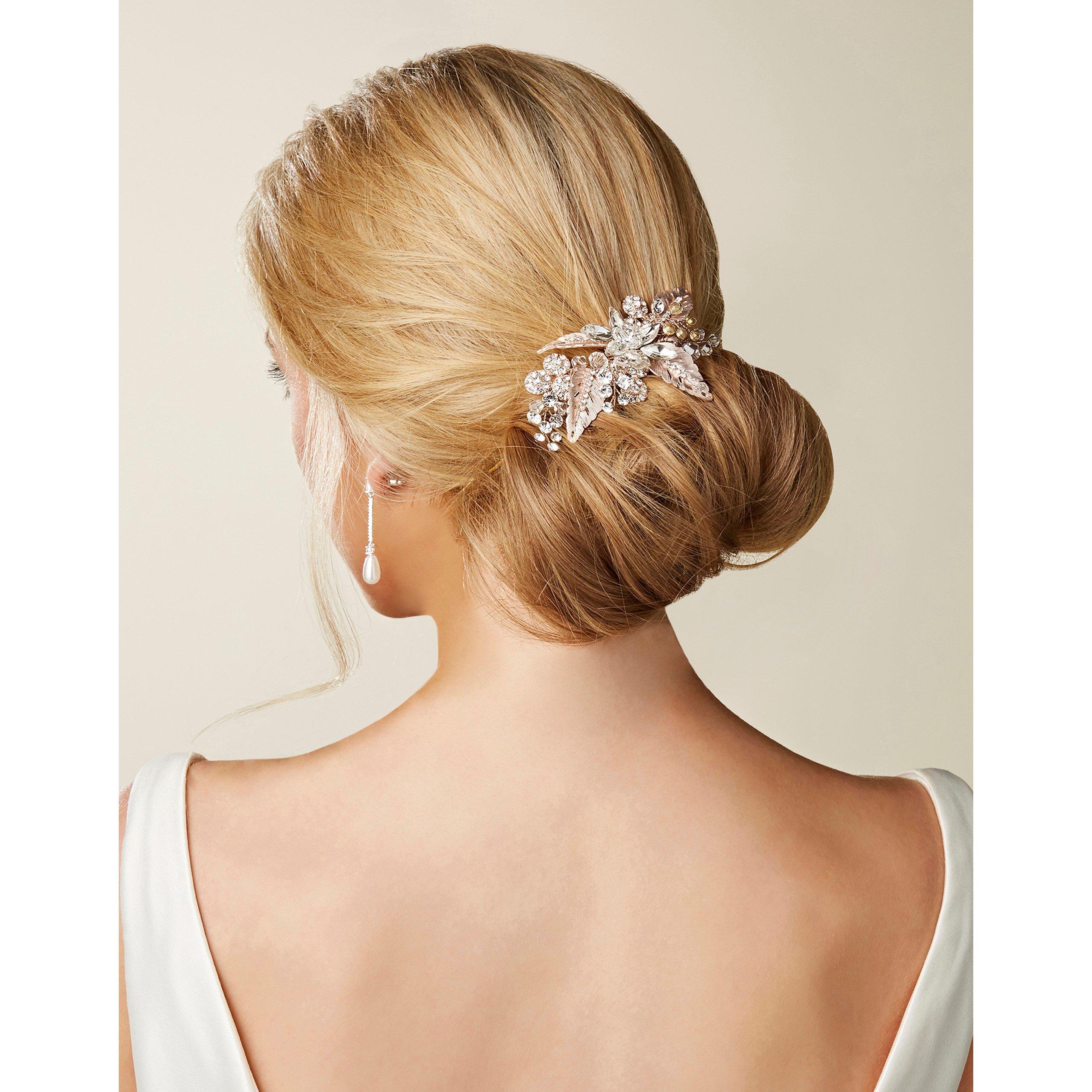 Pink - Jon Richard - Molly Silver Leaf And Navette Circle Clip - 2