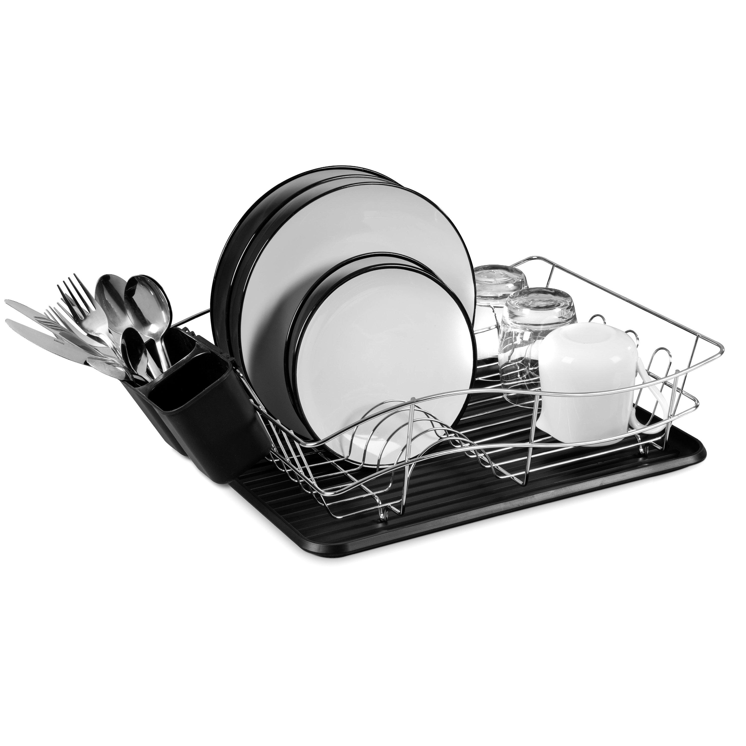 Black - Tower - Essentials Dish Rack With Tray - 2
