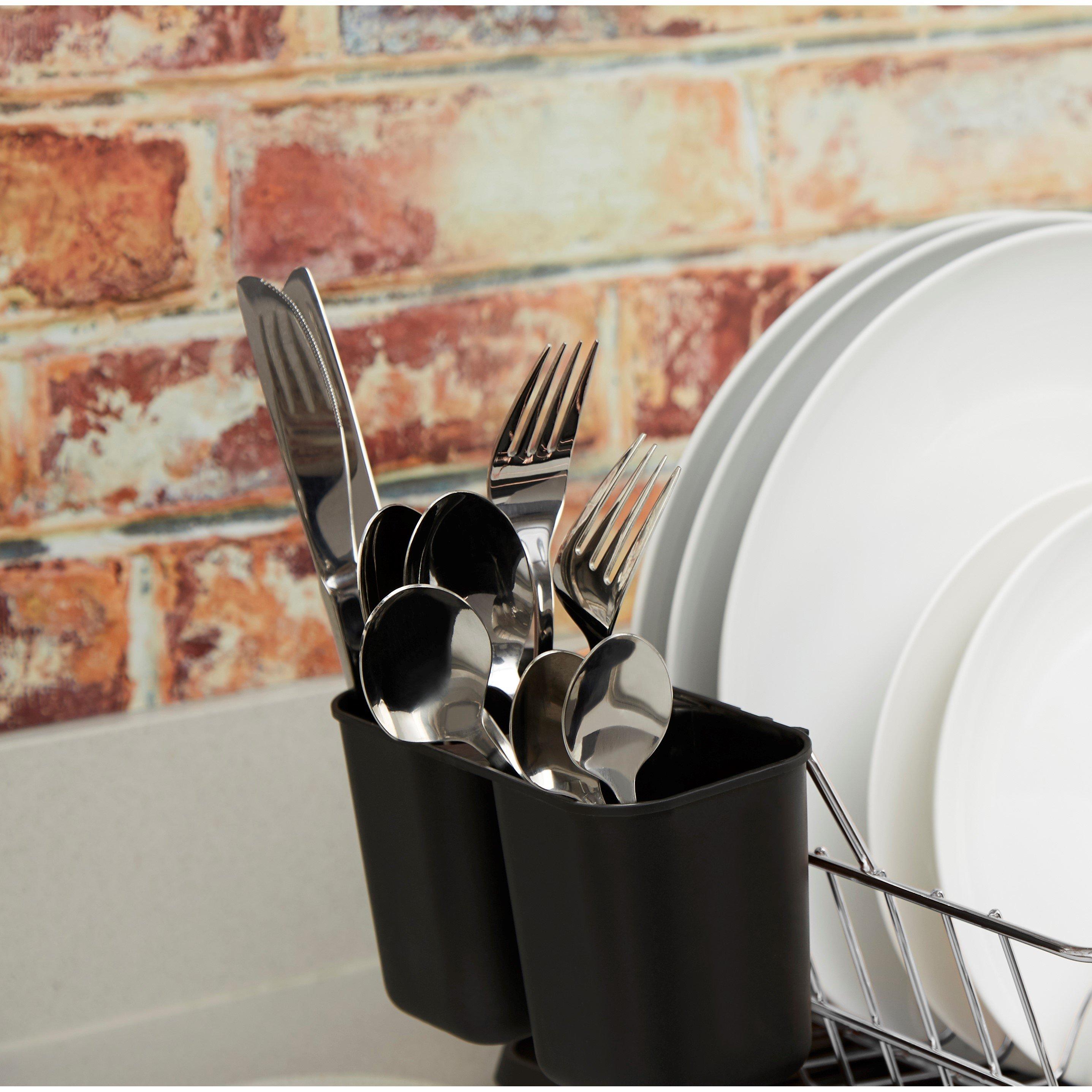 Black - Tower - Essentials Dish Rack With Tray - 4