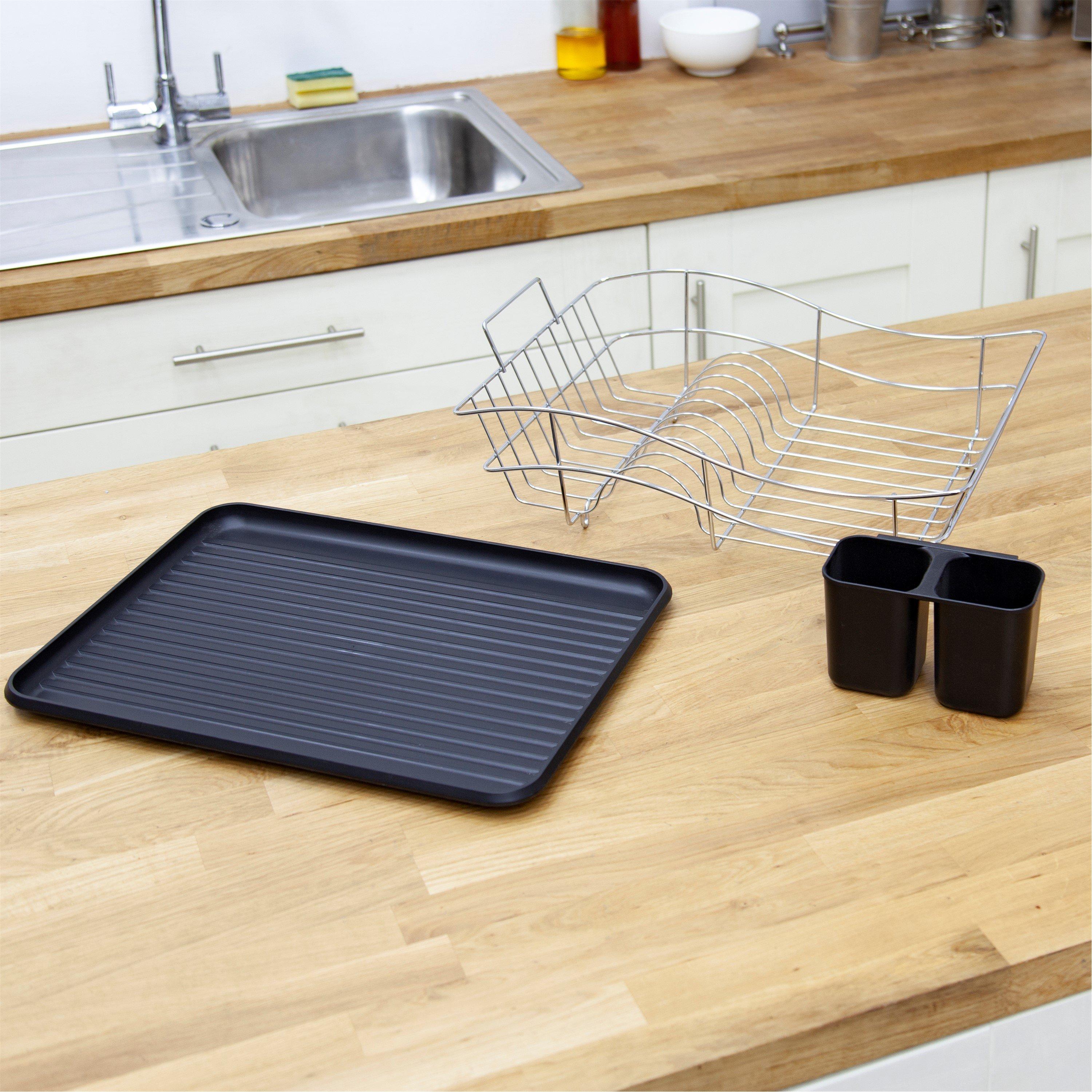 Black - Tower - Essentials Dish Rack With Tray - 7