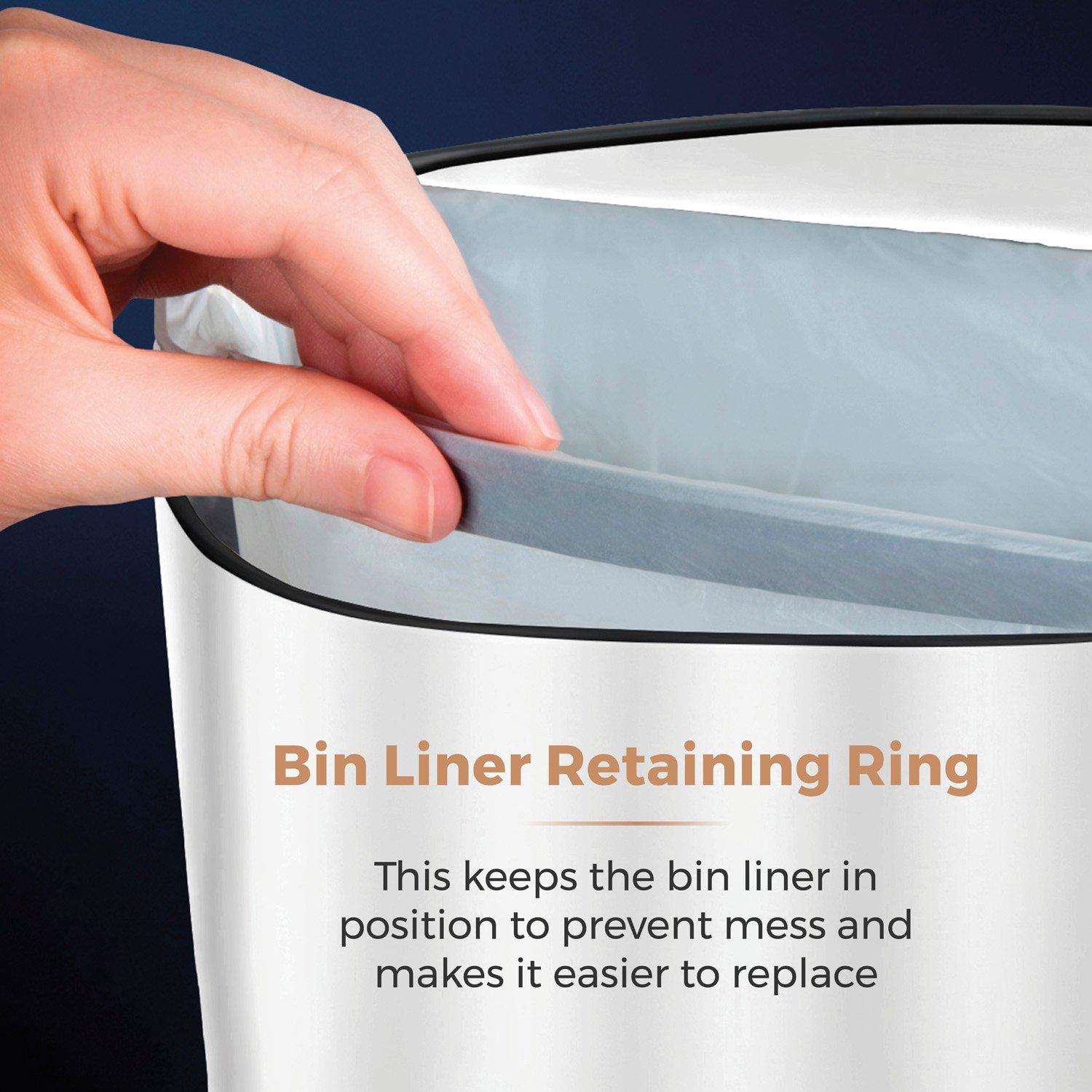 White - Tower - Rose Gold 58 Litre Square Sensor Bin - 5