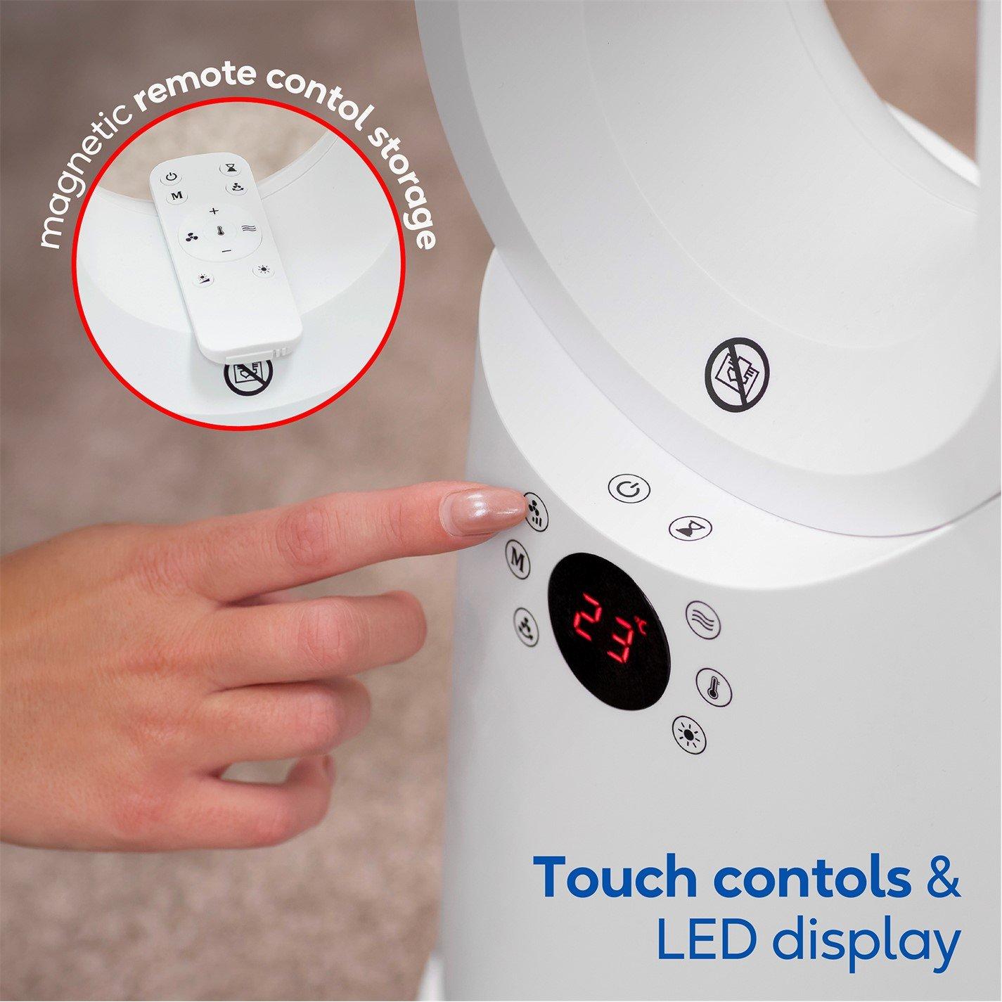 White - Russell Hobbs - RHBHC2030W Bladeless Heat and Cool Fan with Remote - 7