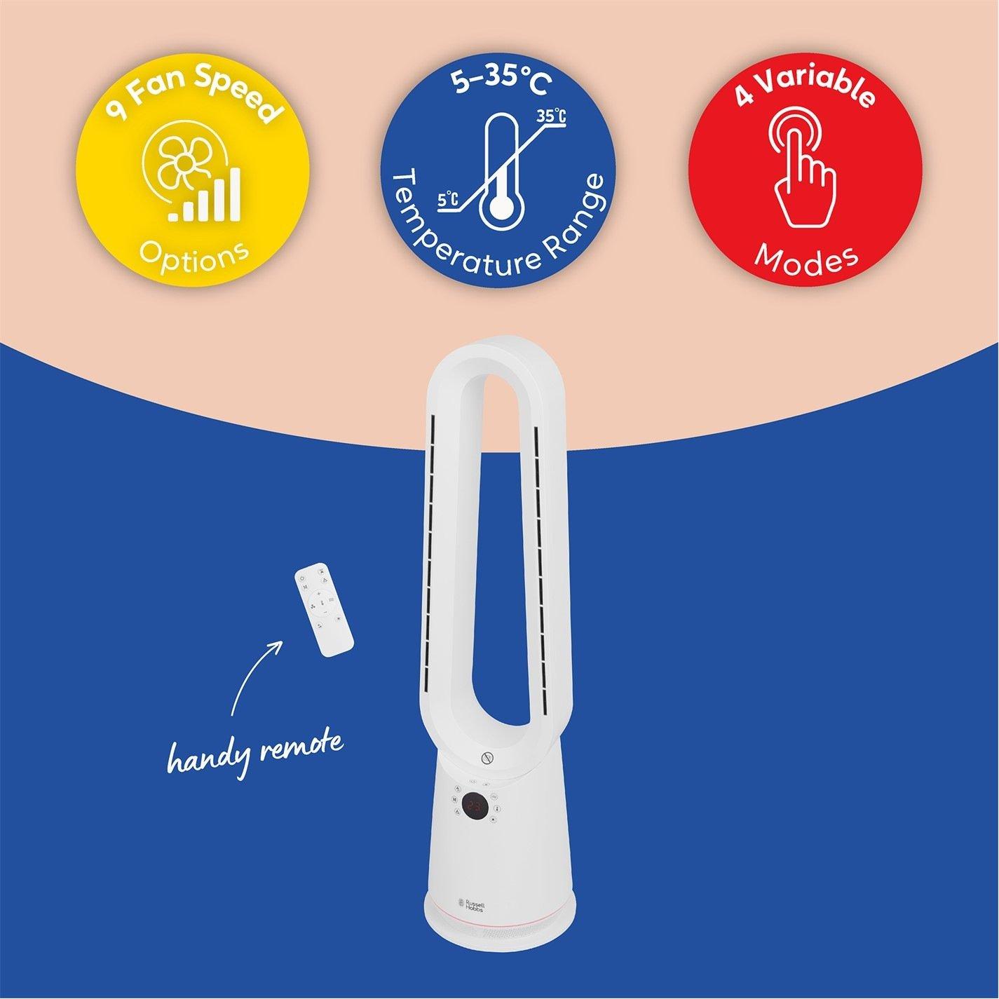 White - Russell Hobbs - RHBHC2030W Bladeless Heat and Cool Fan with Remote - 10