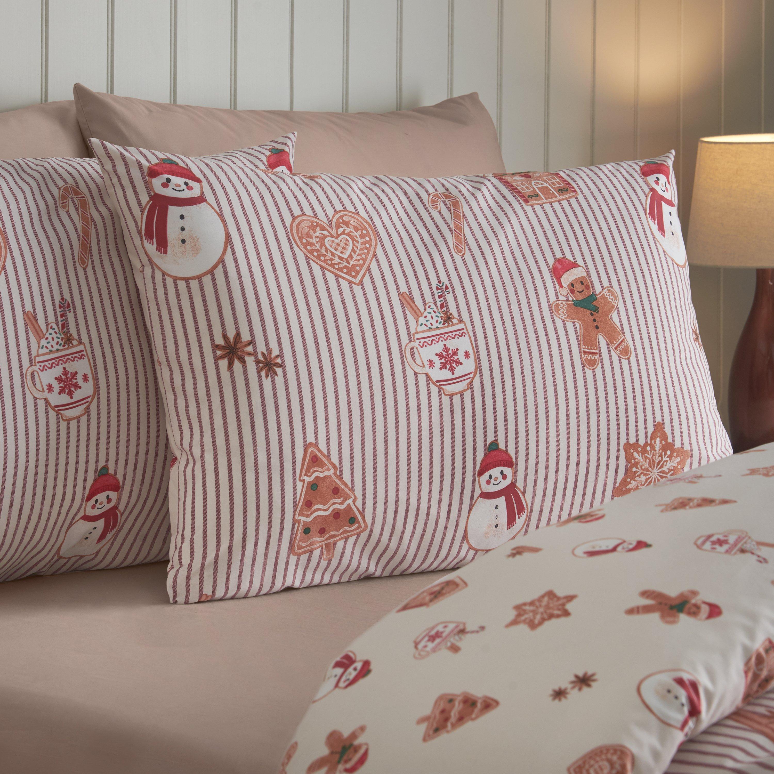 Natural - Catherine Lansfield - Christmas Gingerbread Stripe Duvet Cover Set - 3