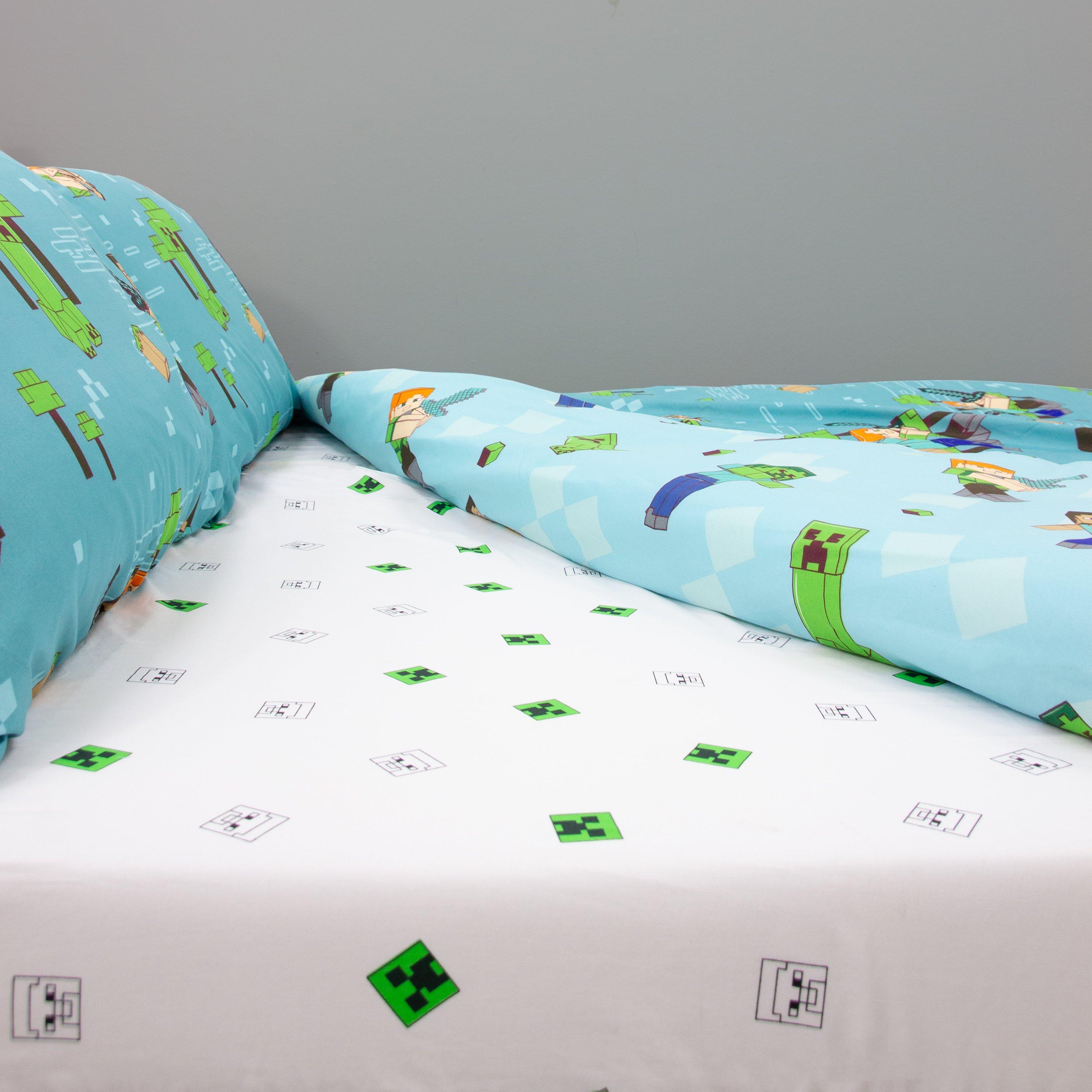 White - Minecraft - Minecraft Grids Double Fitted Sheet - 5