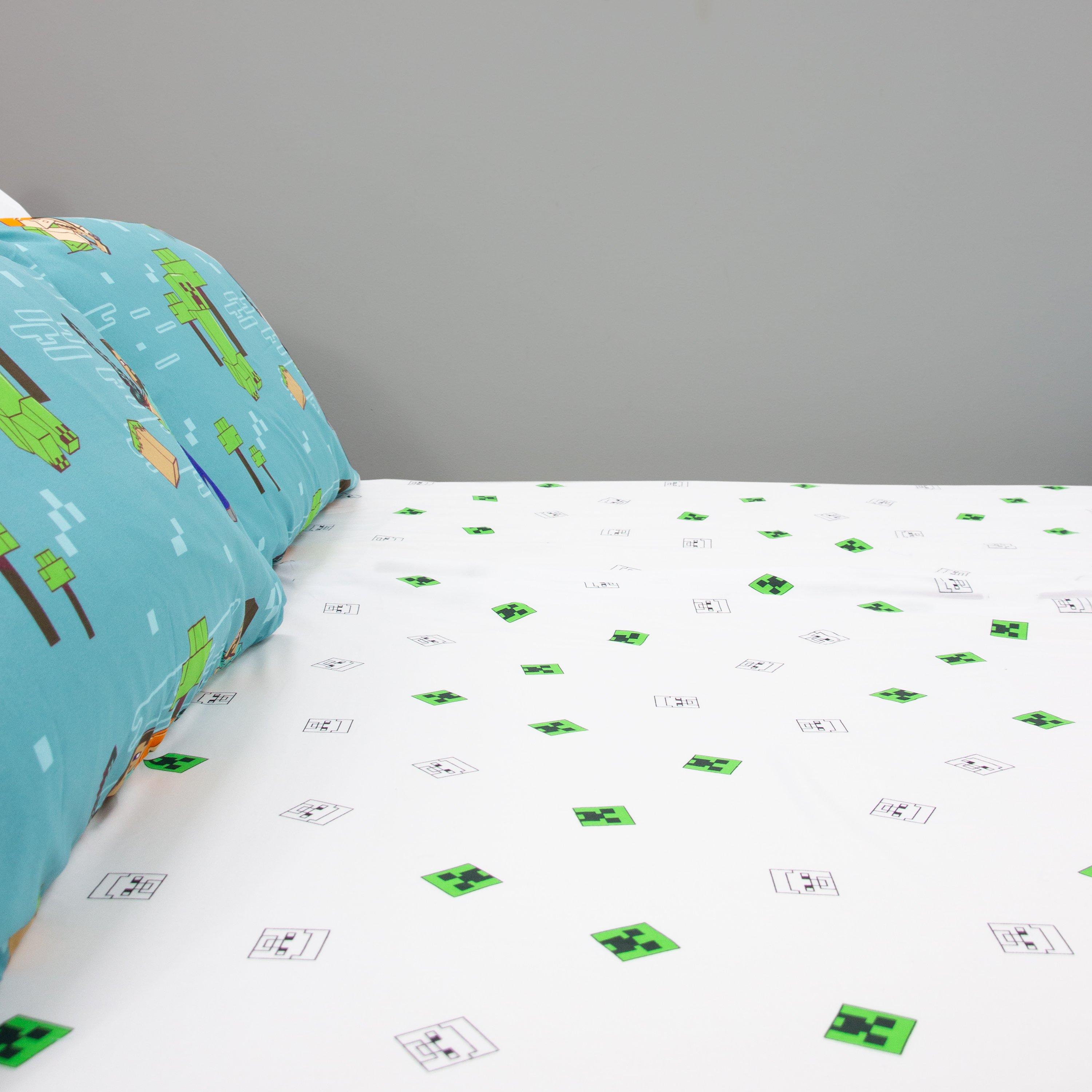 White - Minecraft - Minecraft Grids Double Fitted Sheet - 6