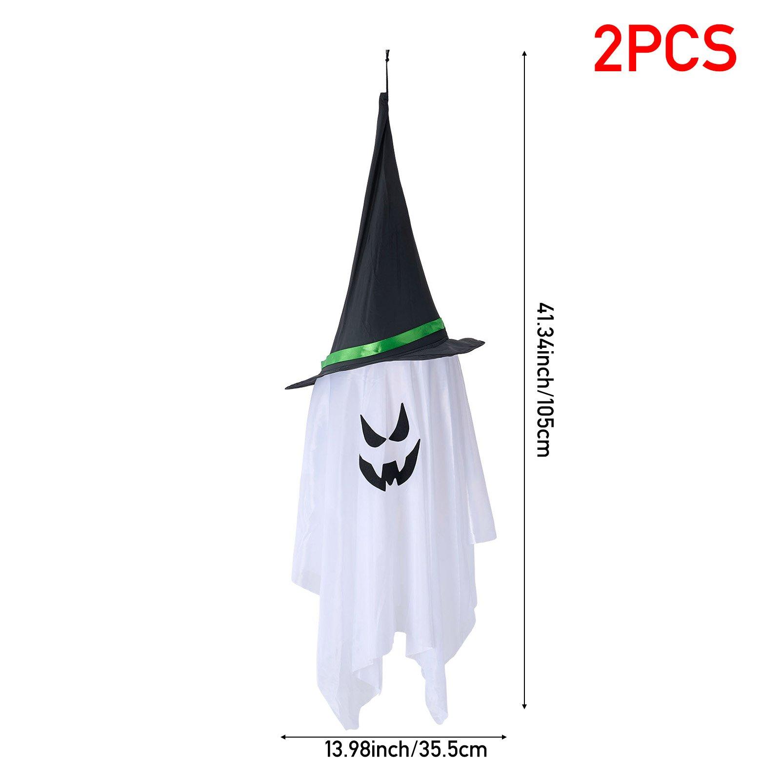 Black/White - LIFE IDEAS - 2pcs Halloween LED Glowing Ghost with Witch Hat - 2