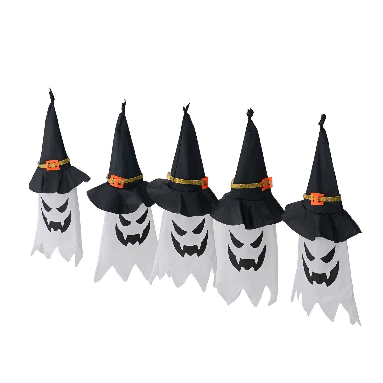 Black/White - LIFE IDEAS - 5Pcs Decorations Ghost Witch Hats with LED Lights - 5
