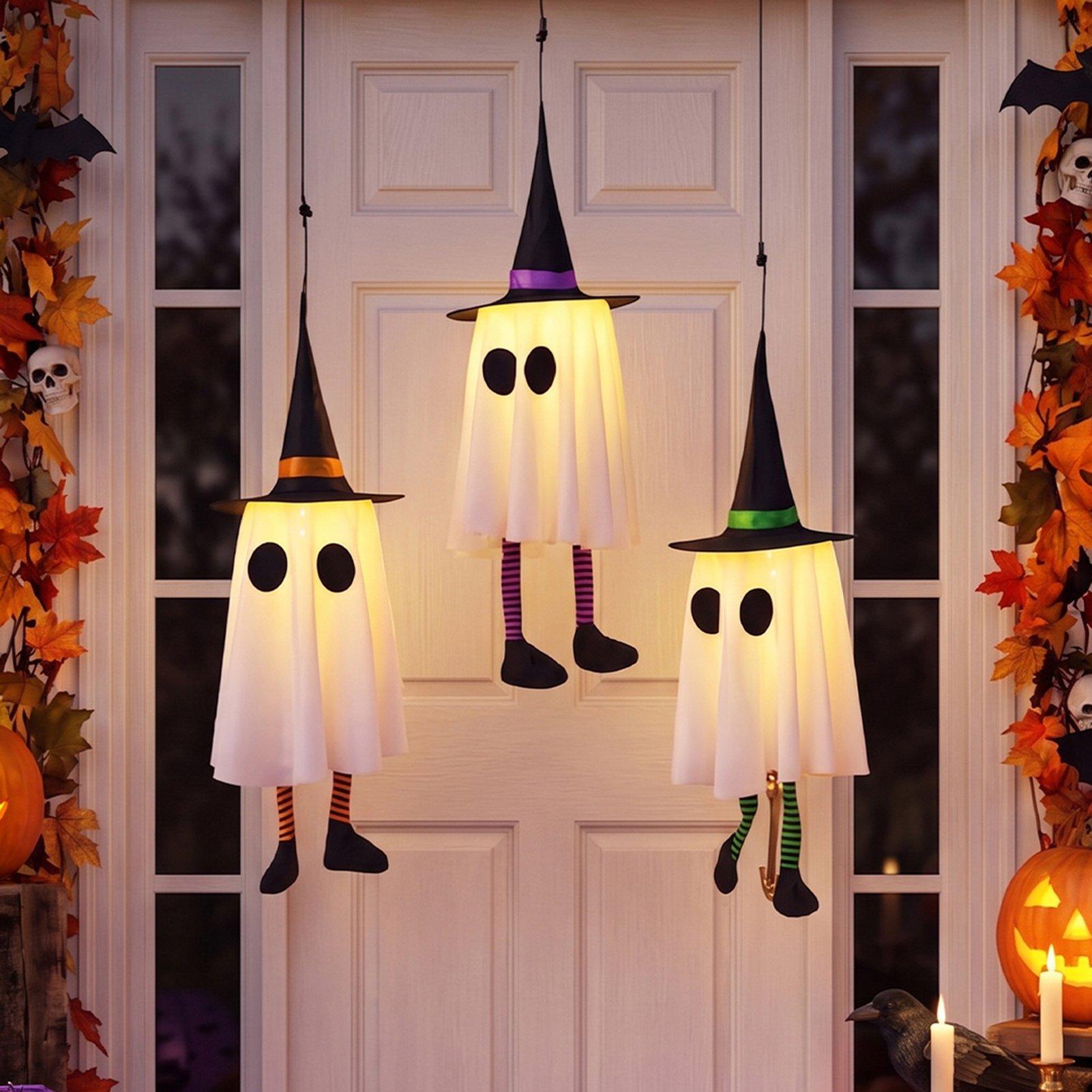 Multi - LIFE IDEAS - 3pcs Hanging Witch Hat Ghost with LED Lights - 1