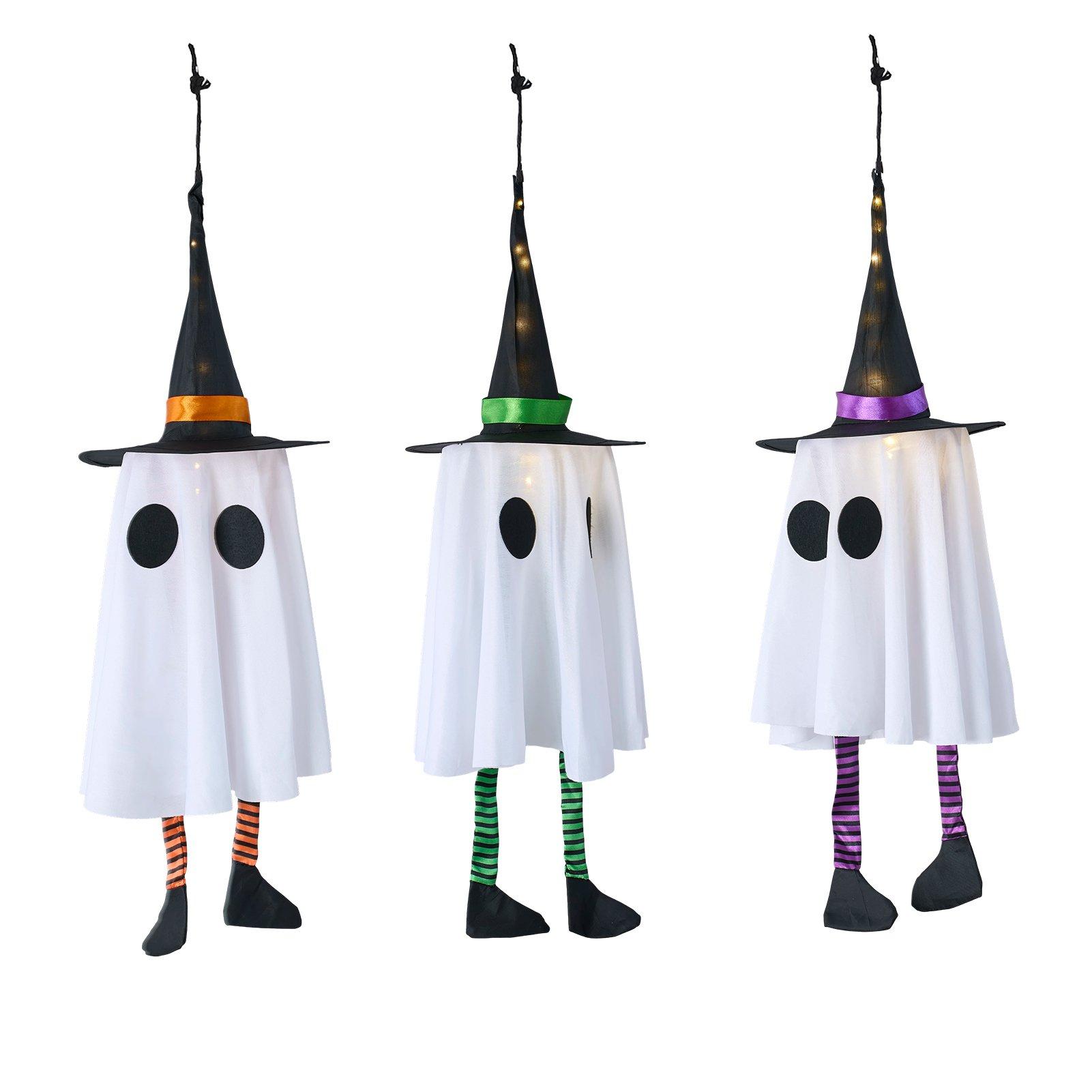 Multi - LIFE IDEAS - 3pcs Hanging Witch Hat Ghost with LED Lights - 8