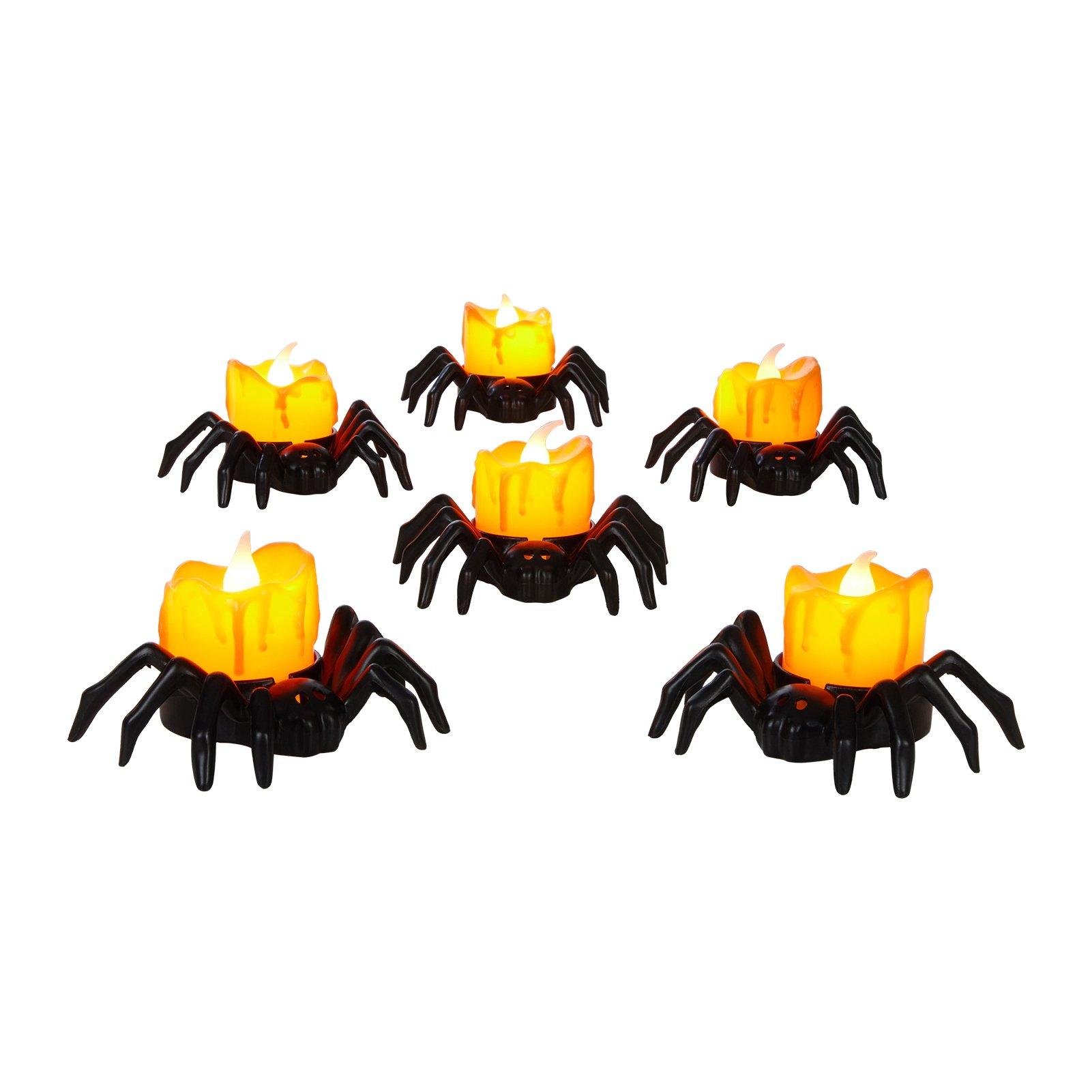 Orange/Black - LIFE IDEAS - 6PCS Halloween LED Candles - 3