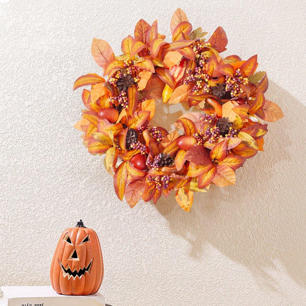 LIFE IDEAS Halloween Maple Leaf Berry Wreath