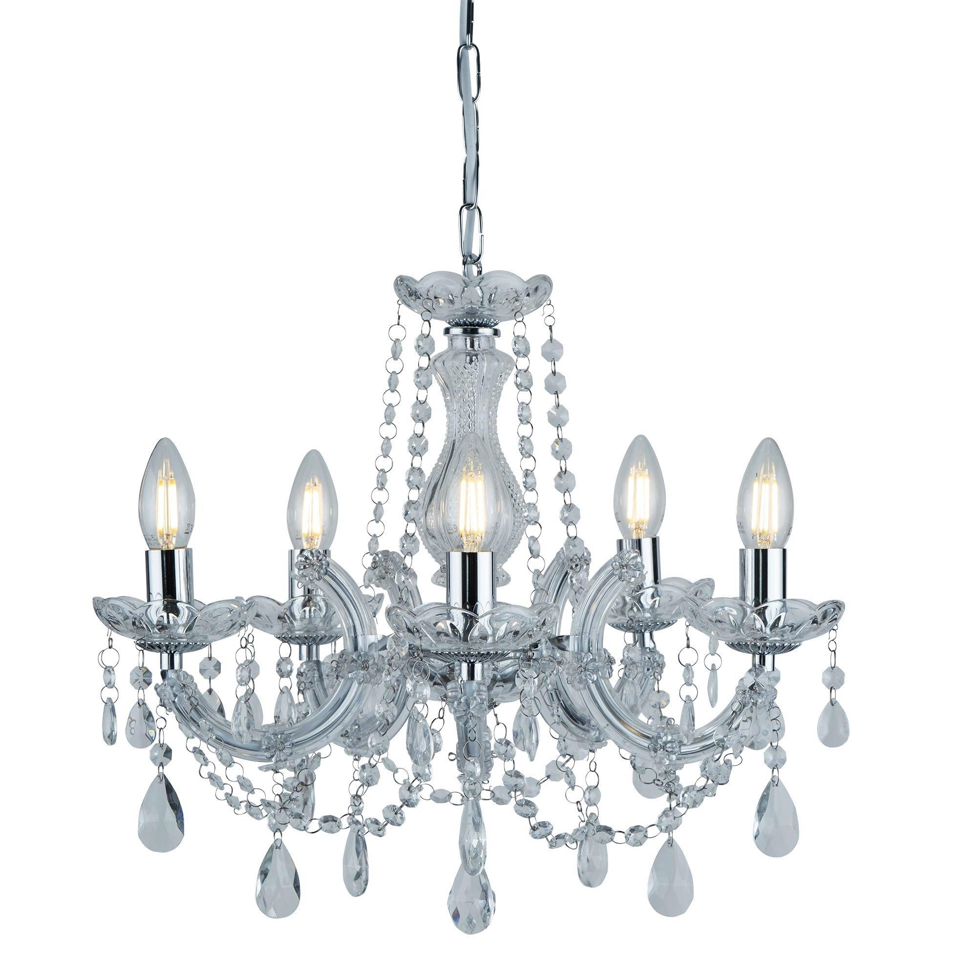 Chrome - Lighting Collection - Charlotte 5Lt Pendant - Chrome Metal & Clear Acryl - 2