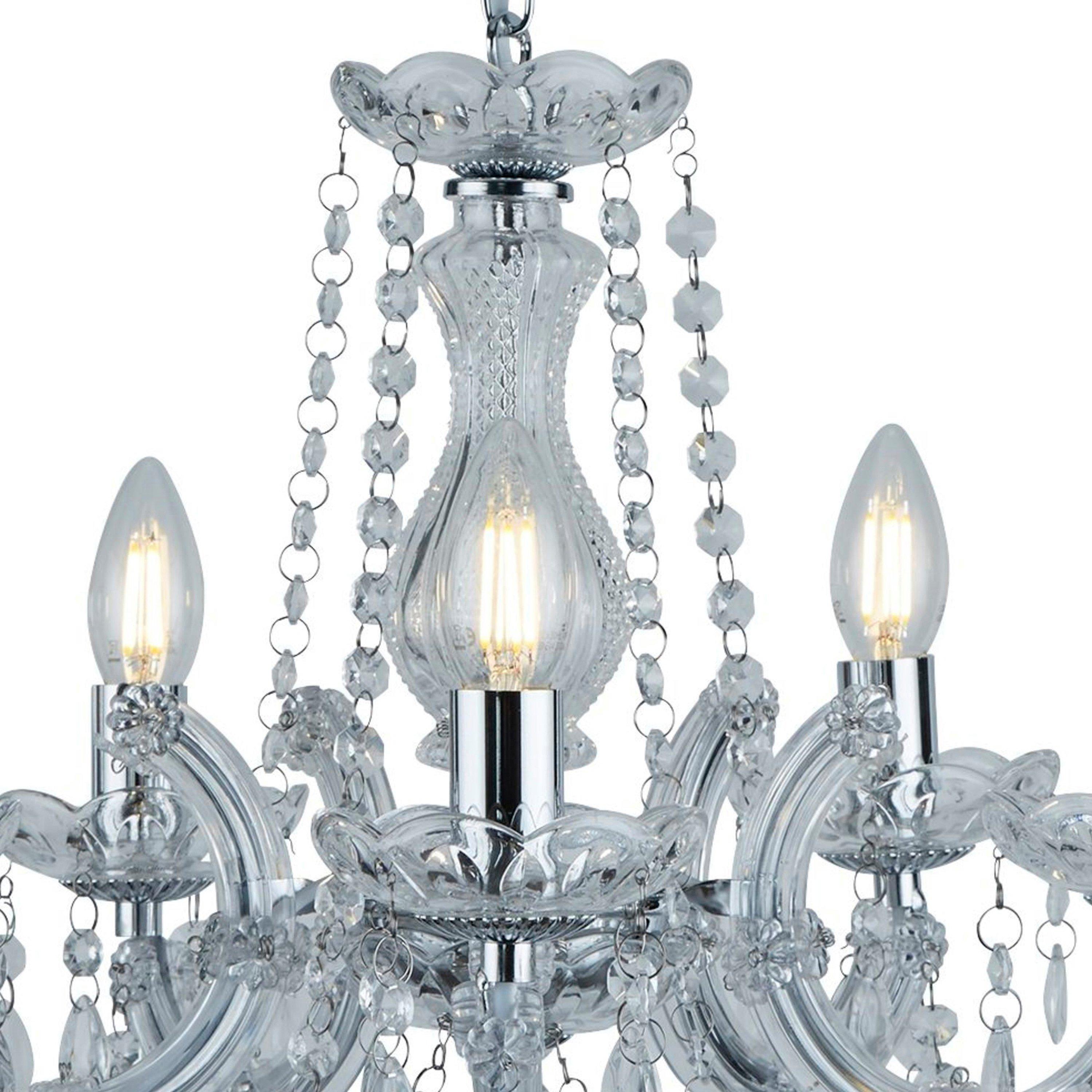 Chrome - Lighting Collection - Charlotte 5Lt Pendant - Chrome Metal & Clear Acryl - 4
