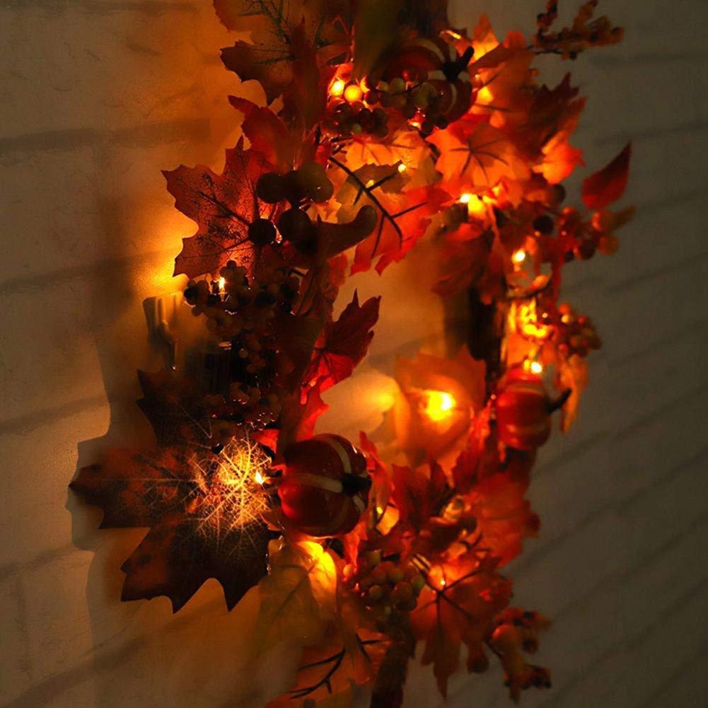 Orange - LIFE IDEAS - Maple Leaves Fall Door Wreath - 3