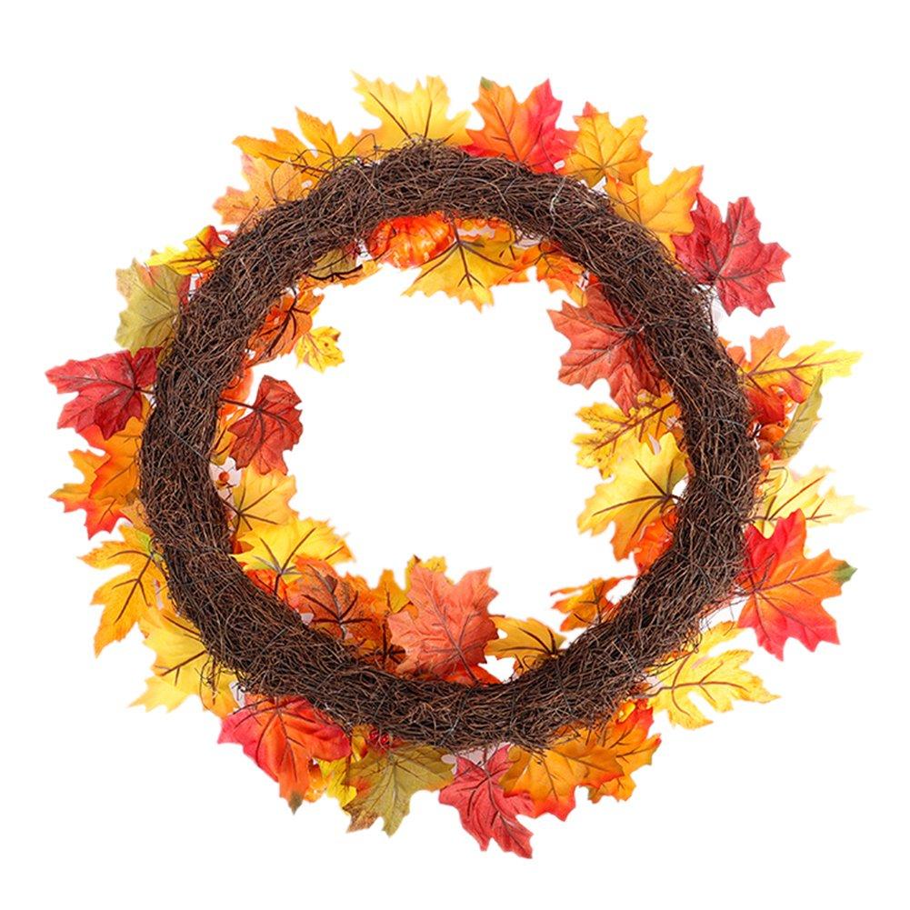 Orange - LIFE IDEAS - Maple Leaves Fall Door Wreath - 4
