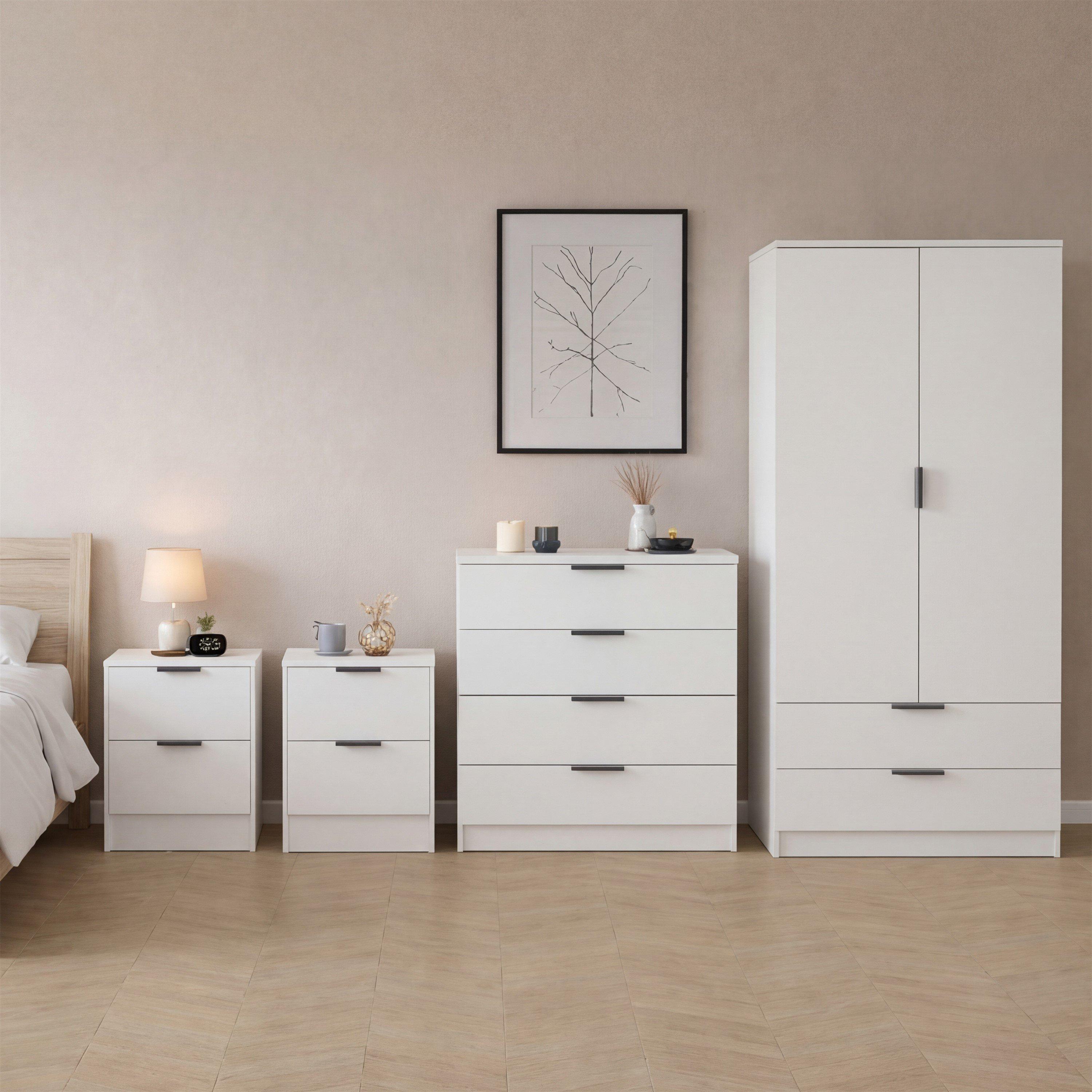 Lassic  Vida Designs Trega 4 Piece Bedroom Set 2 - White - 4 Piece