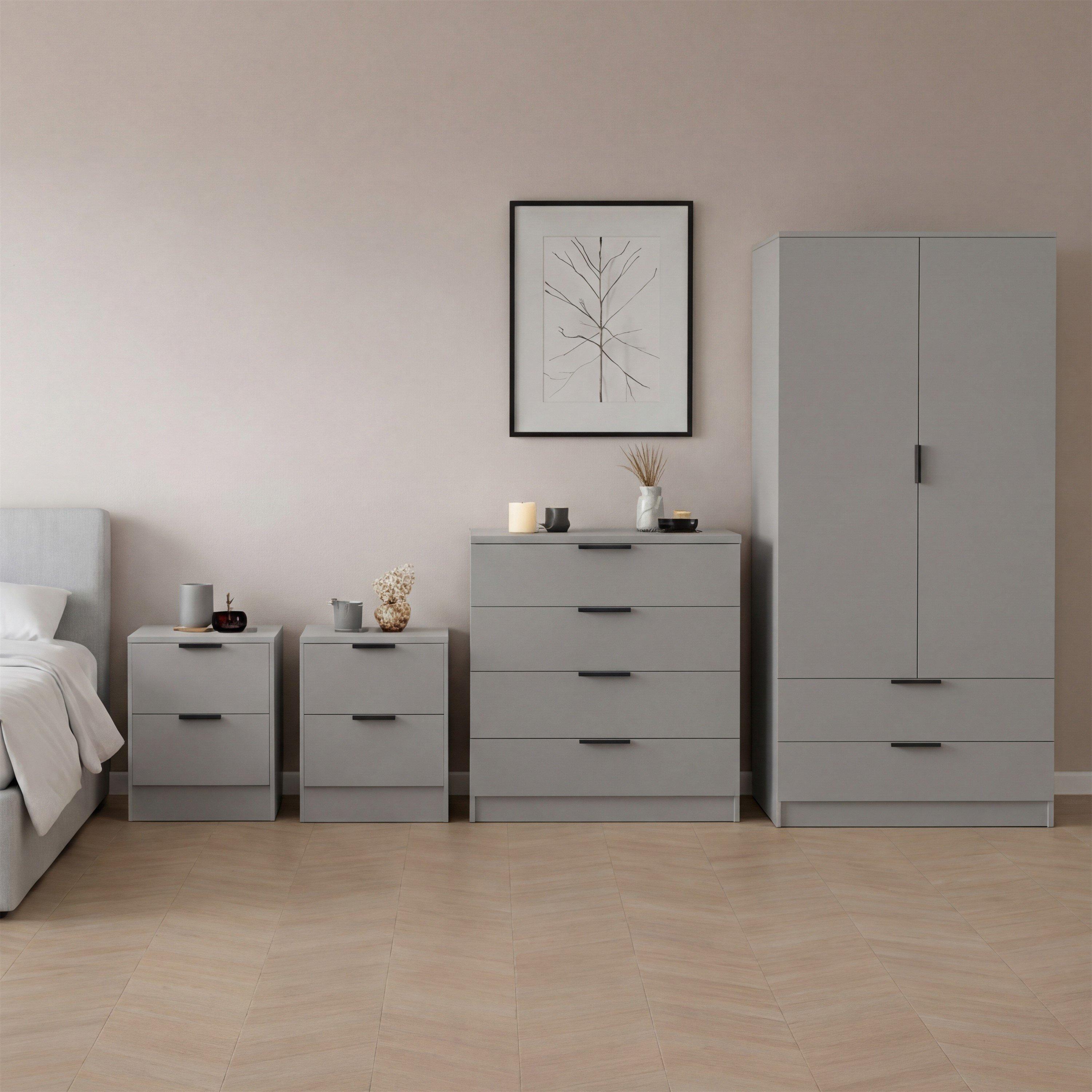 Lassic  Vida Designs Trega 4 Piece Bedroom Set 2 - Grey - 4 Piece