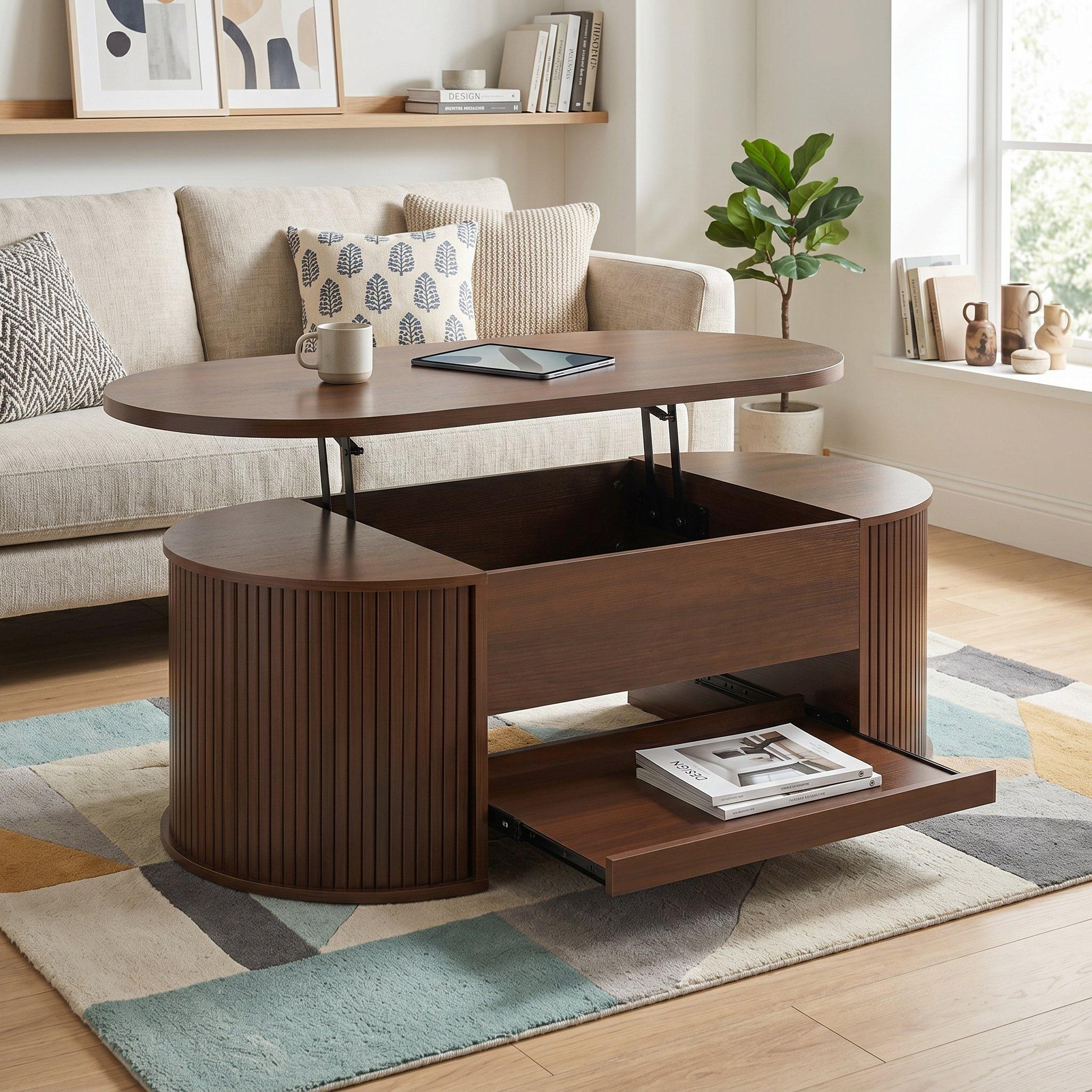 Urban Meuble  functional Lift-Top Coffee Table - Walnut
