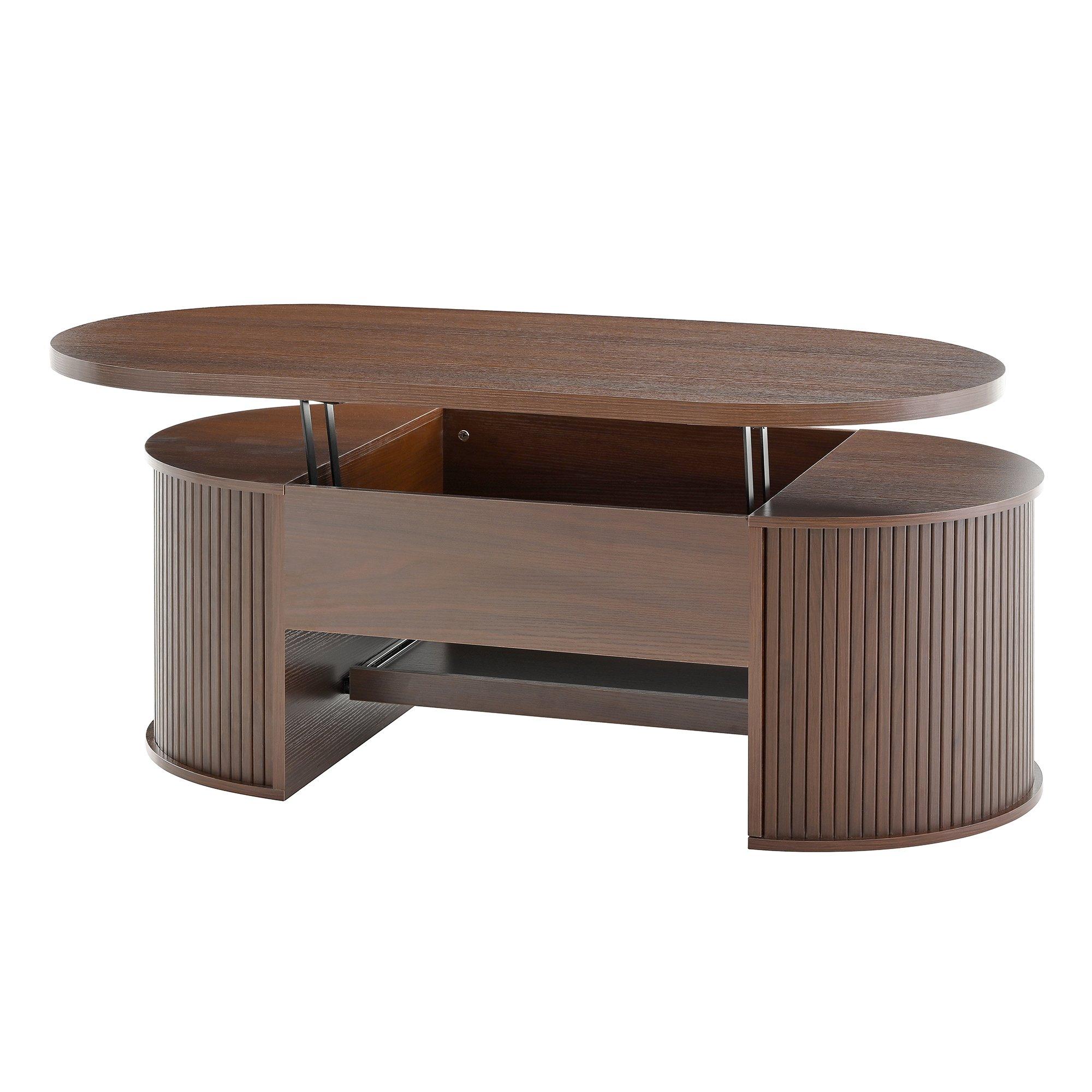 Walnut - Urban Meuble - Multifunctional Lift-Top Coffee Table - 12