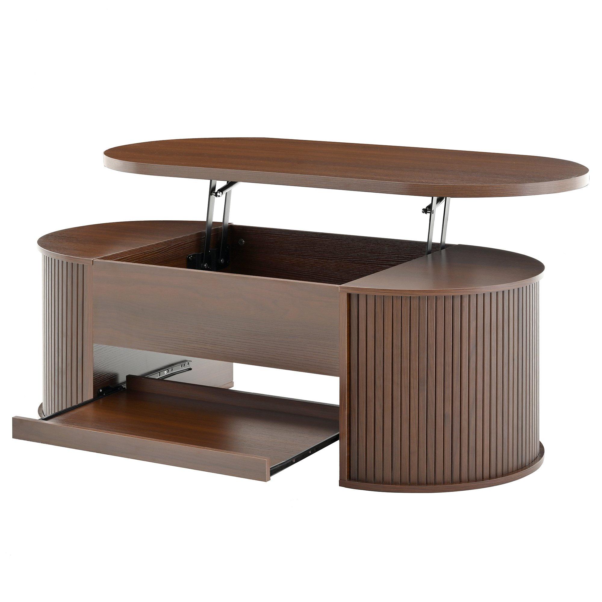 Walnut - Urban Meuble - Multifunctional Lift-Top Coffee Table - 8