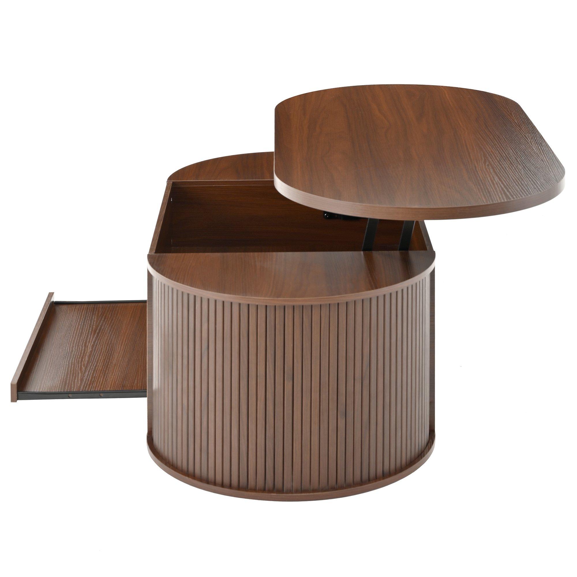 Walnut - Urban Meuble - Multifunctional Lift-Top Coffee Table - 10