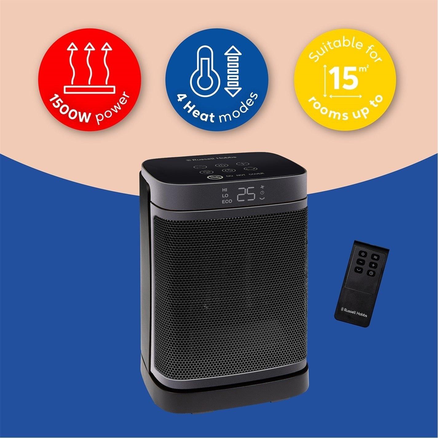 Silver / Black - Russell Hobbs - Russell Hobbs RHCH2001S Oscillating Ceramic heater - 9