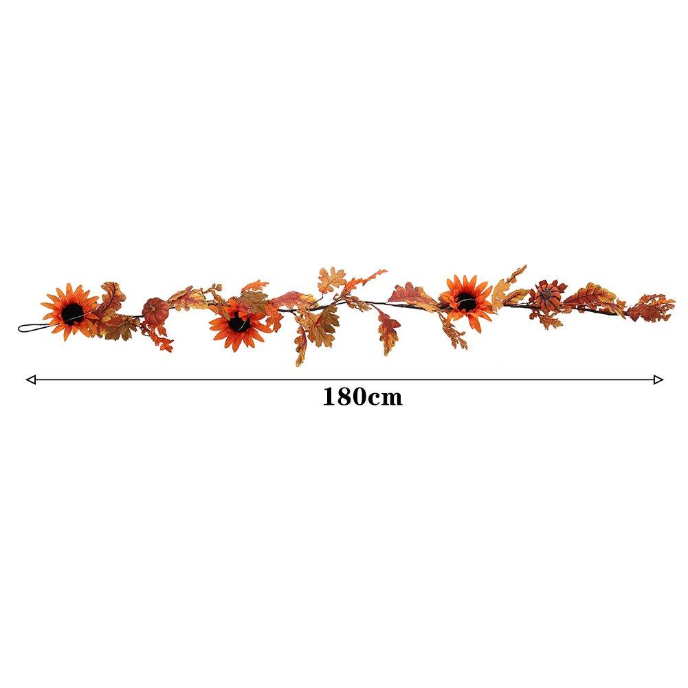 Orange - LIFE IDEAS - Sunflower Autumn Garland with Lights - 2