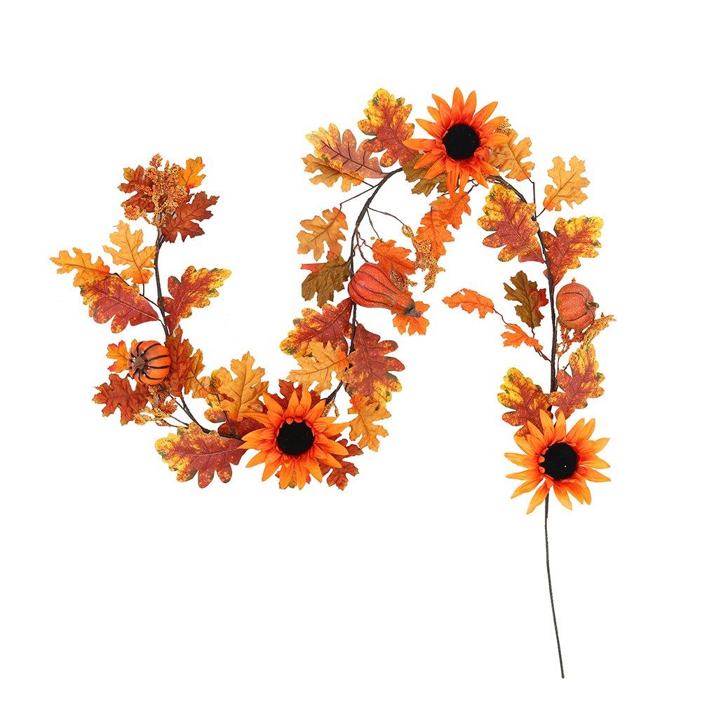 Orange - LIFE IDEAS - Sunflower Autumn Garland with Lights - 3