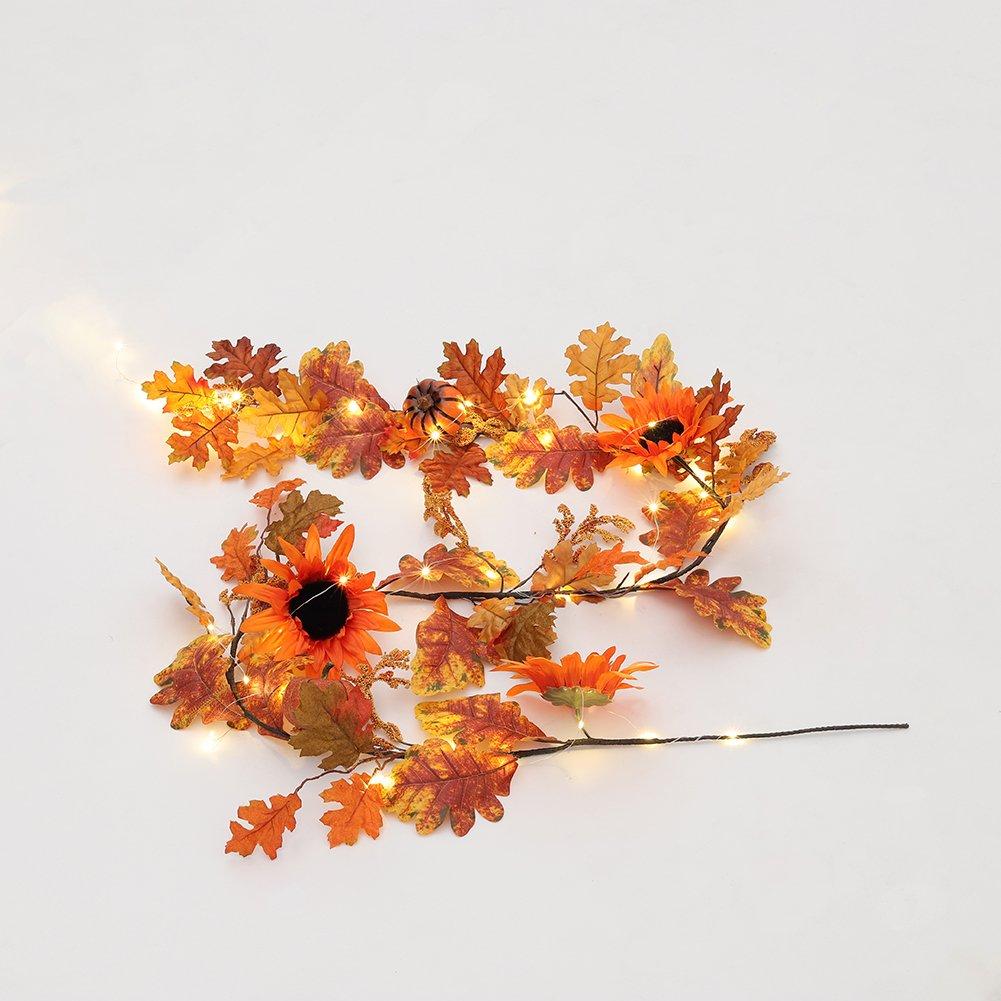 Orange - LIFE IDEAS - Sunflower Autumn Garland with Lights - 4