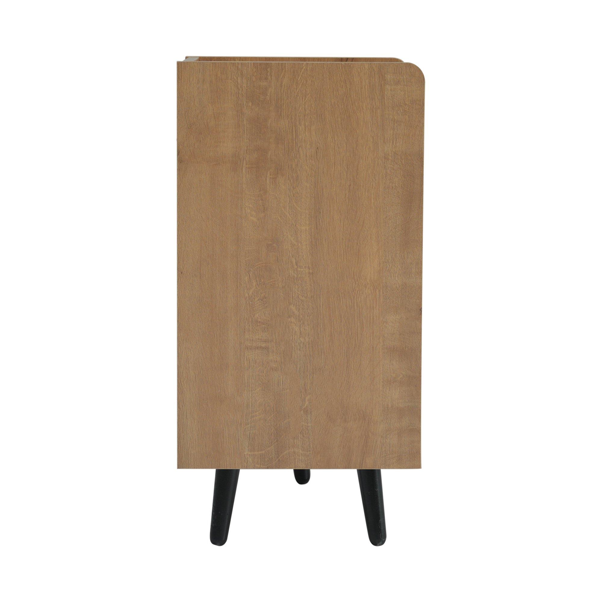 Walnut - Urban Meuble - Vintage Shoe Bench with Storage Cabinet - 15